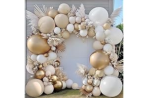 White Sand Gold Balloon Garland for Boho Events