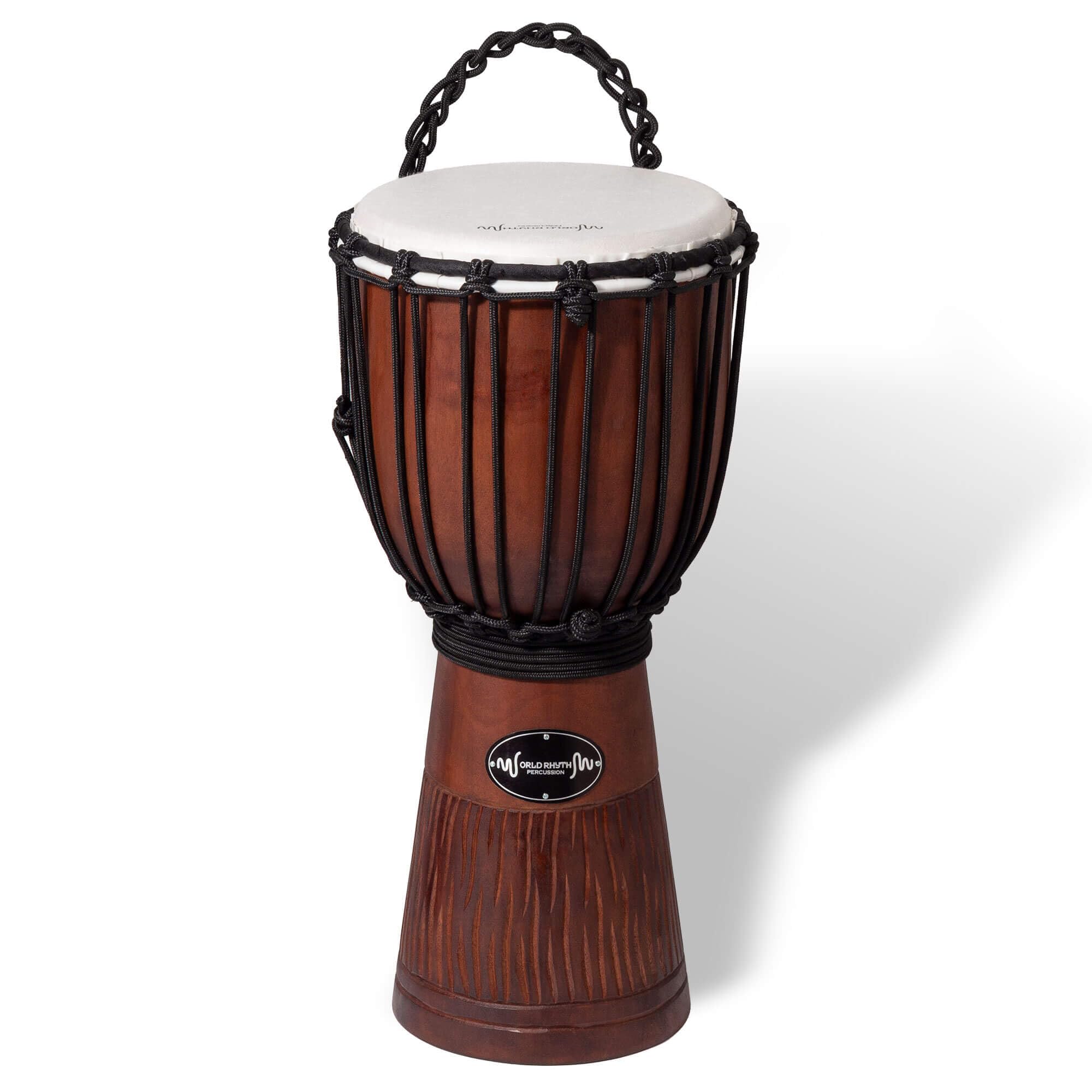 World Rhythm Djembe Drum 50cm (20”) with 9.5” Synthetic Head – Rope-Tuned Hand-Carved African-Style Drum for Performers, Drum Circles, Schools, Group Workshops