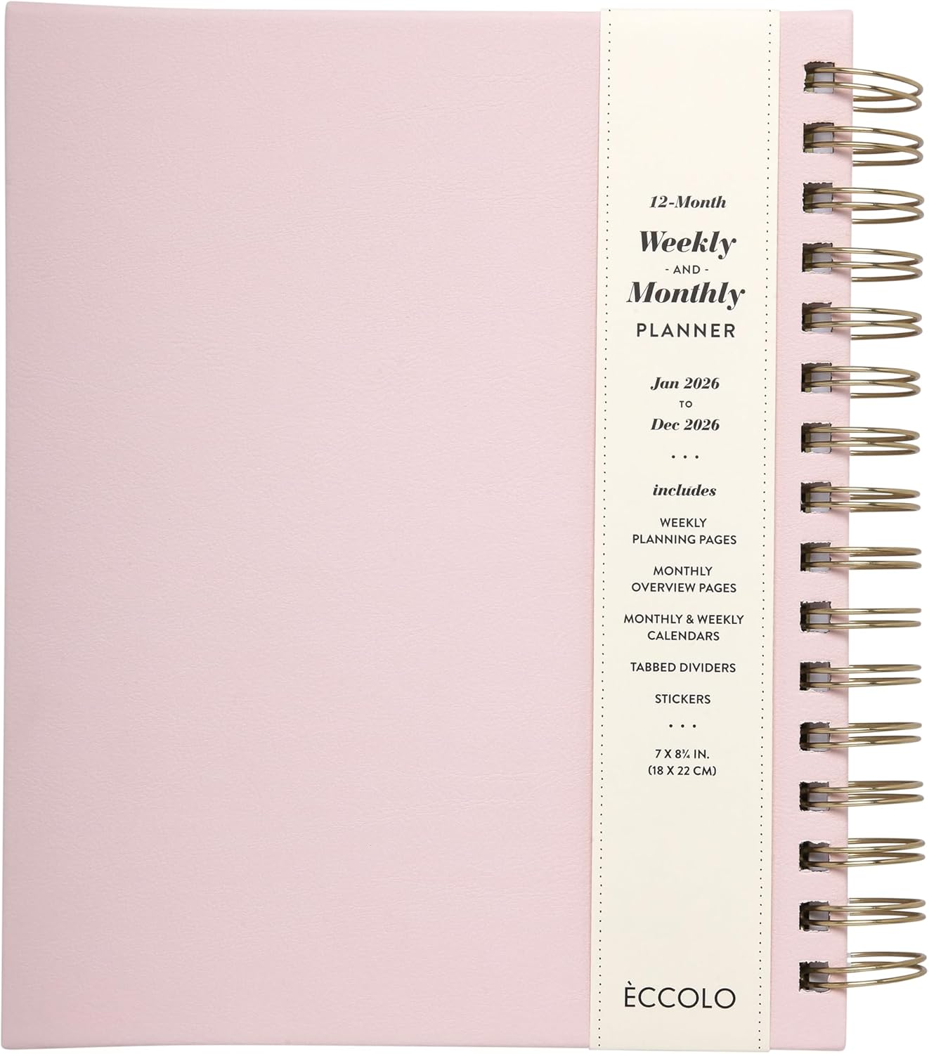 WORLD TRAVELER 2026 Planner Weekly and Monthly - 7'' x 8.75'' Hard Cover January December Spiral Daily Planner 2026 To Do List, Size 7X8.75, Pink Beautiful