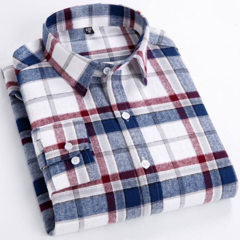 Camicia In Cotone A Maniche Lunghe Da Uomo,Camicia Casual Da Uomo A Maniche Lunghe, Camicie Casual In Cotone Scozzese A Maniche Lunghe Da Uomo Con Tasca Sul Petto Camicia Calda In Cotone Camicia Reg