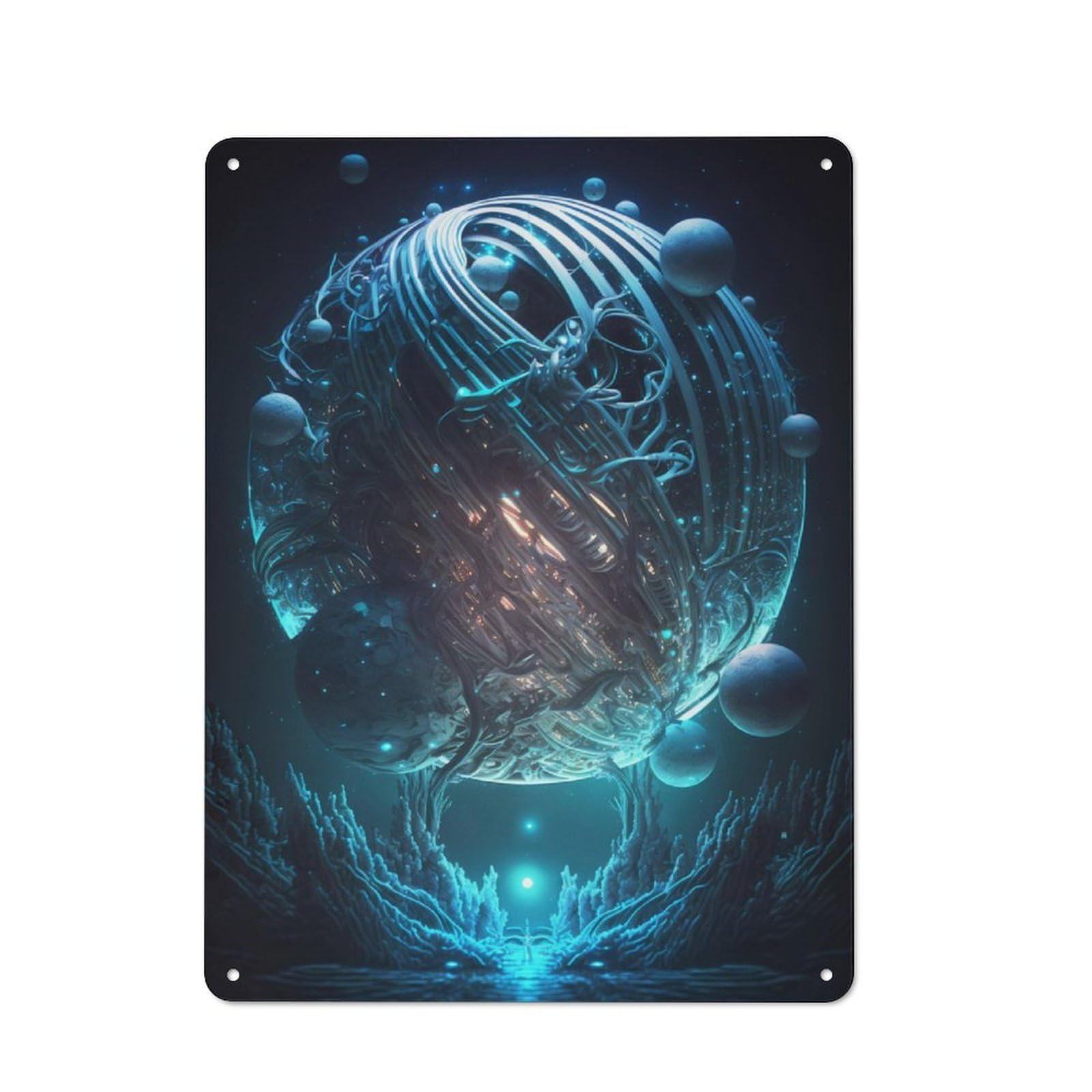 Junmoney Celestial Realms Tin Wall Plaque 40X30cm With For Man Cave Or Games Room, A Housewarming Gift For Leisure-Room Decor Enthusiasts