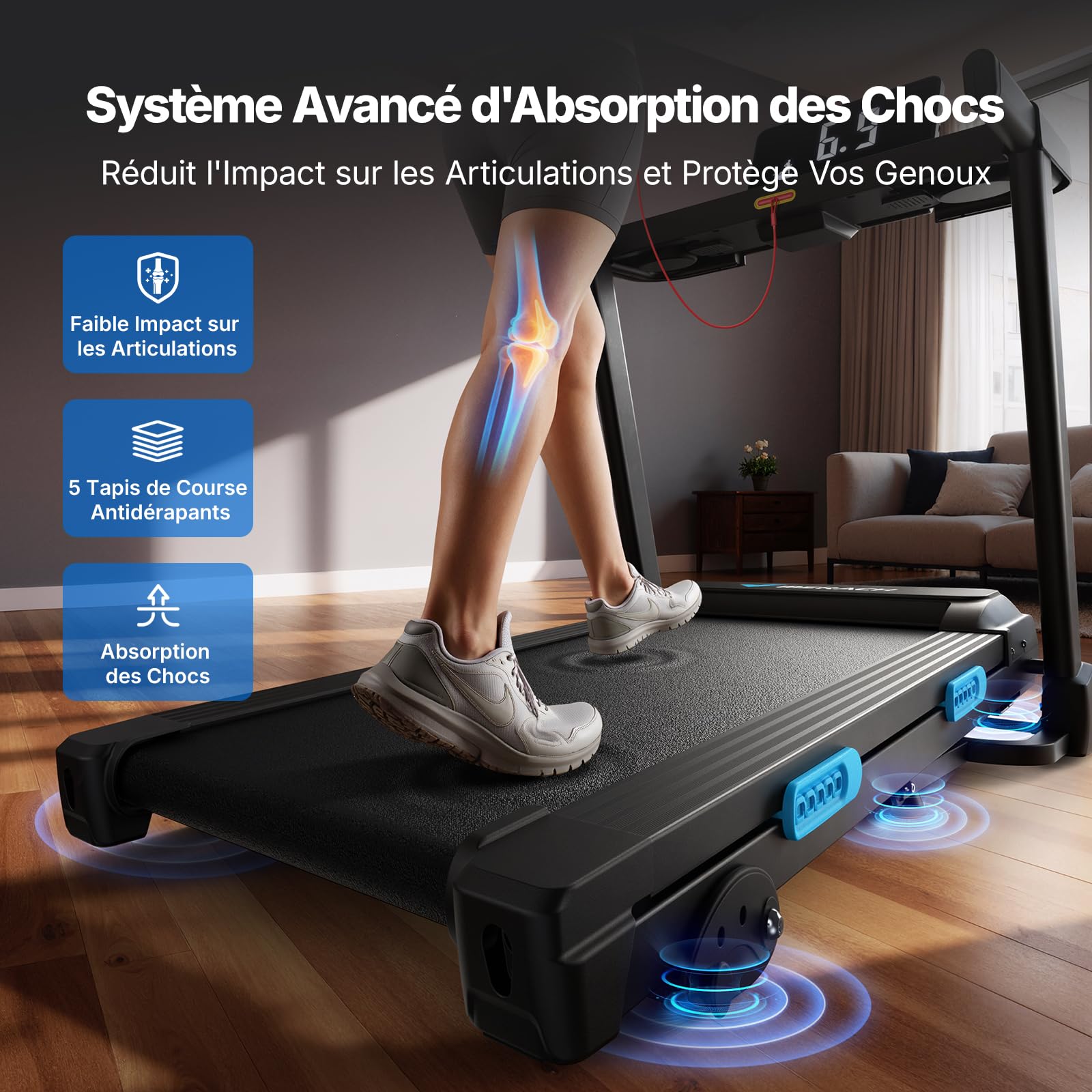 MERACH Tapis de Course Pliable Inclinable, 2.5HP Vitesse Réglable 0.8-12km/H, Tapis de Marche avec Écran LED