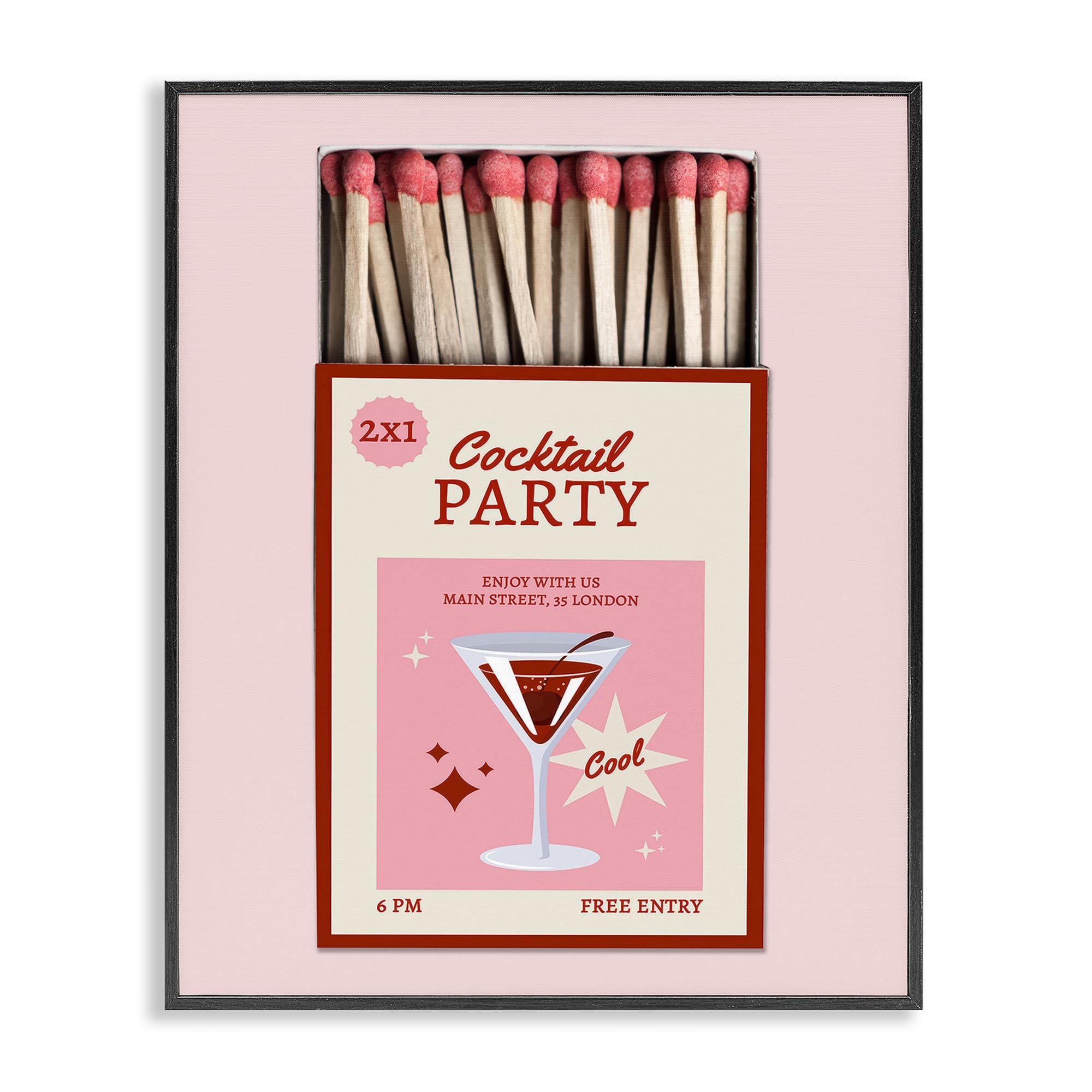 Cocktail Party Matchbox Glam, 24 x 30 Inch Framed Giclée Print