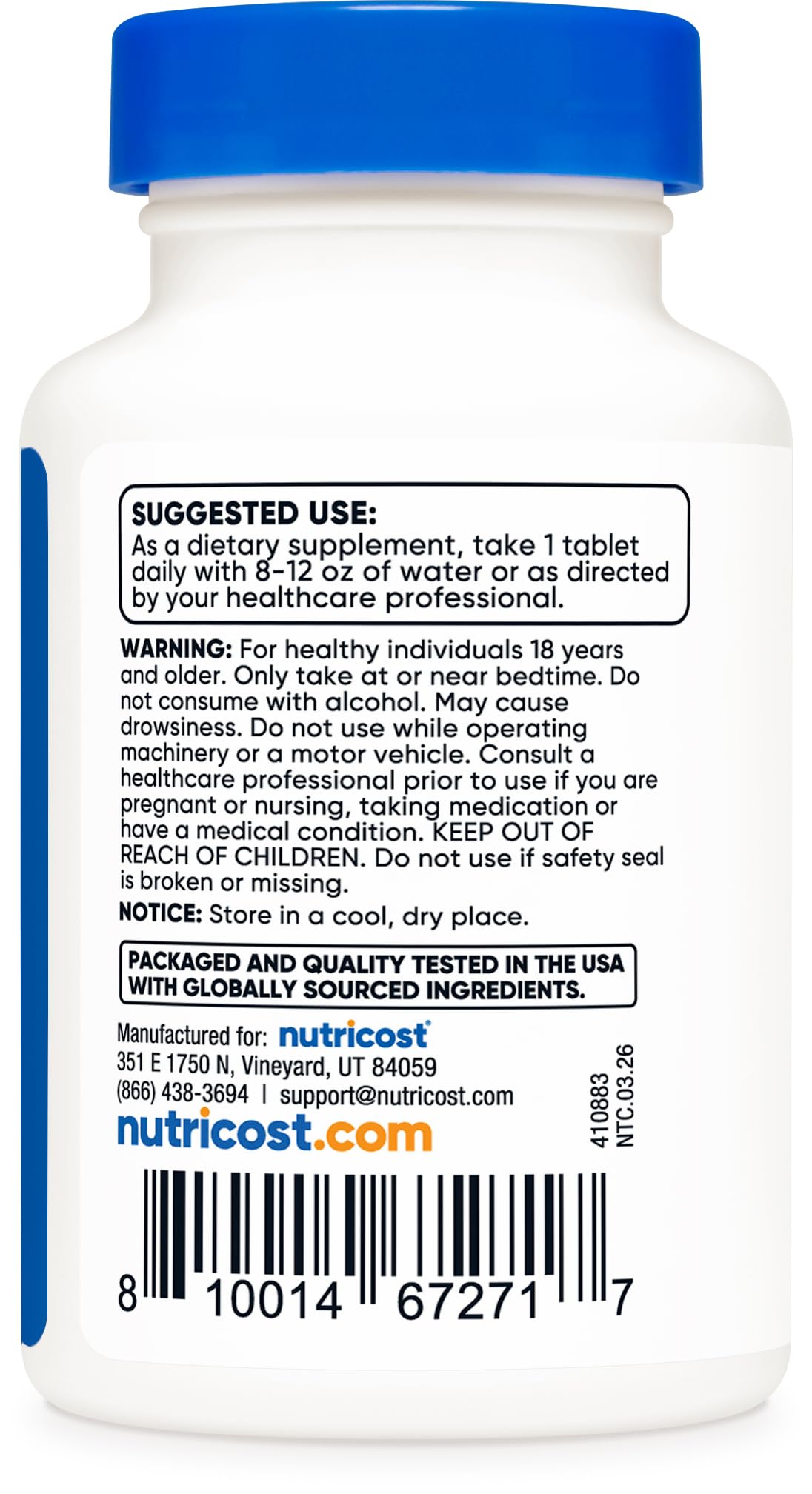 Nutricost Melatonin (3mg) 240 Tablets, GMO-Free & Gluten-Free — Amazon image 4