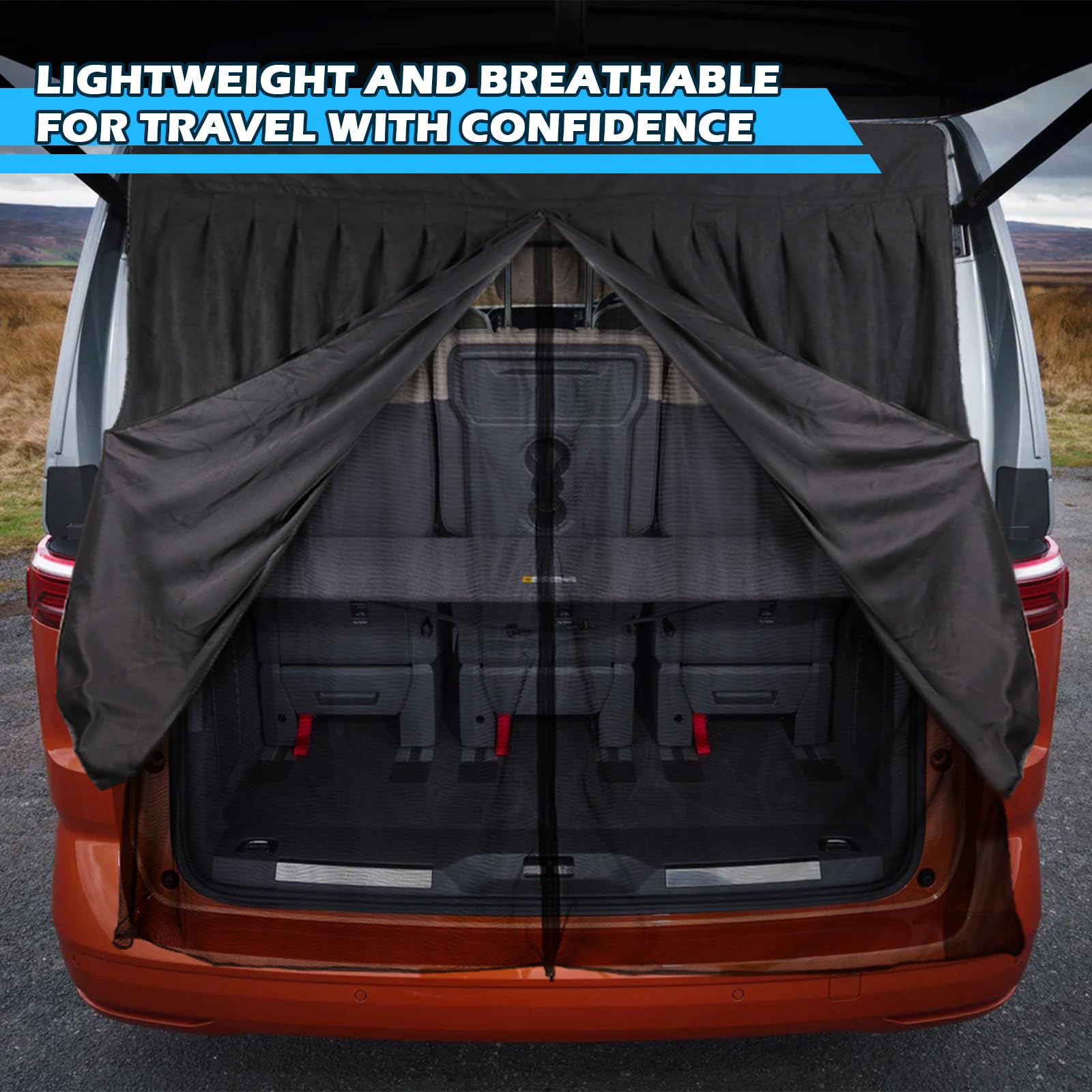 ZWPARTS Zanzariera Magnetica Personalizzata per VW T7 per Porta Retro, Doppio Strato Zanzariera per Furgone per Porta Retro, Zanzariera con Cerniera sulla Porta Centrale