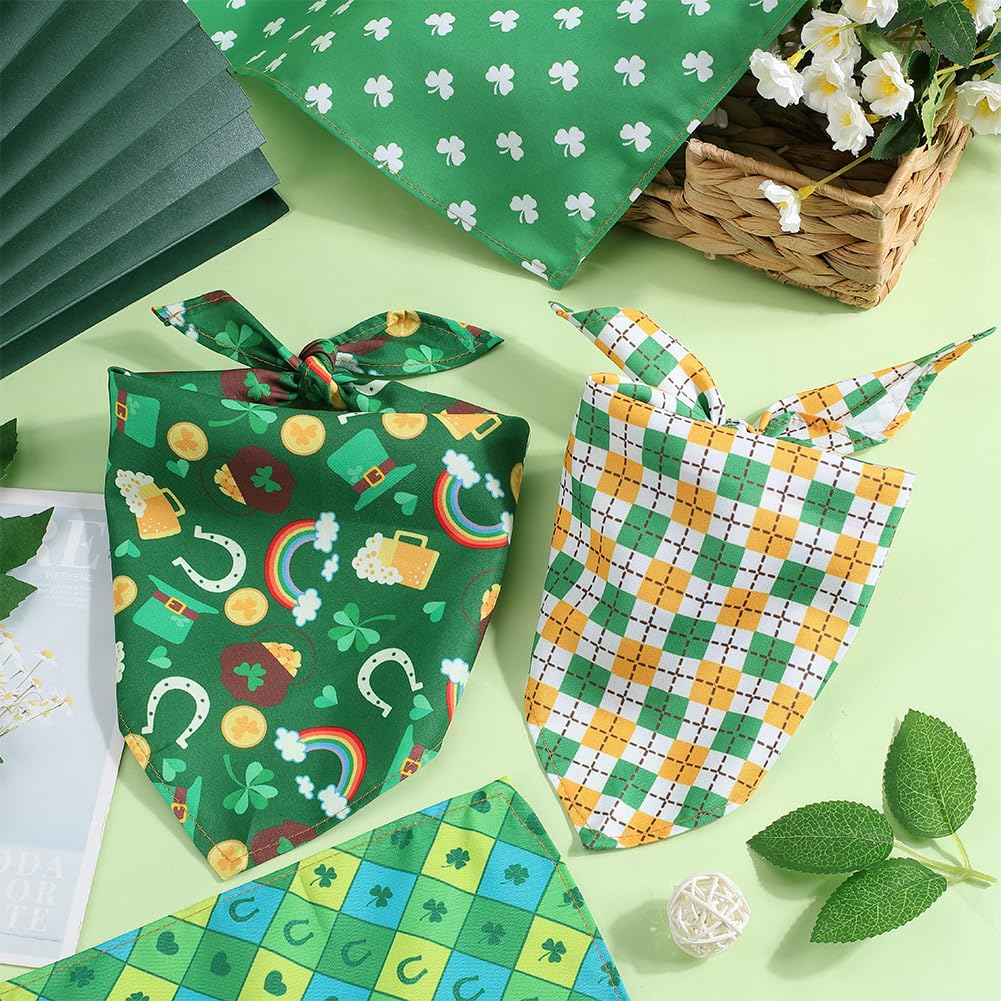 CRASPIRE 4 Styles St. Patrick Dog Bandana Four-Leaf Clover Wedding Pet Bandana Green Triangle Pet Dog Scarf Engagement Wedding Announcement Photo Props Collars Accessories for Pet Dog Lovers Gifts - Image 3