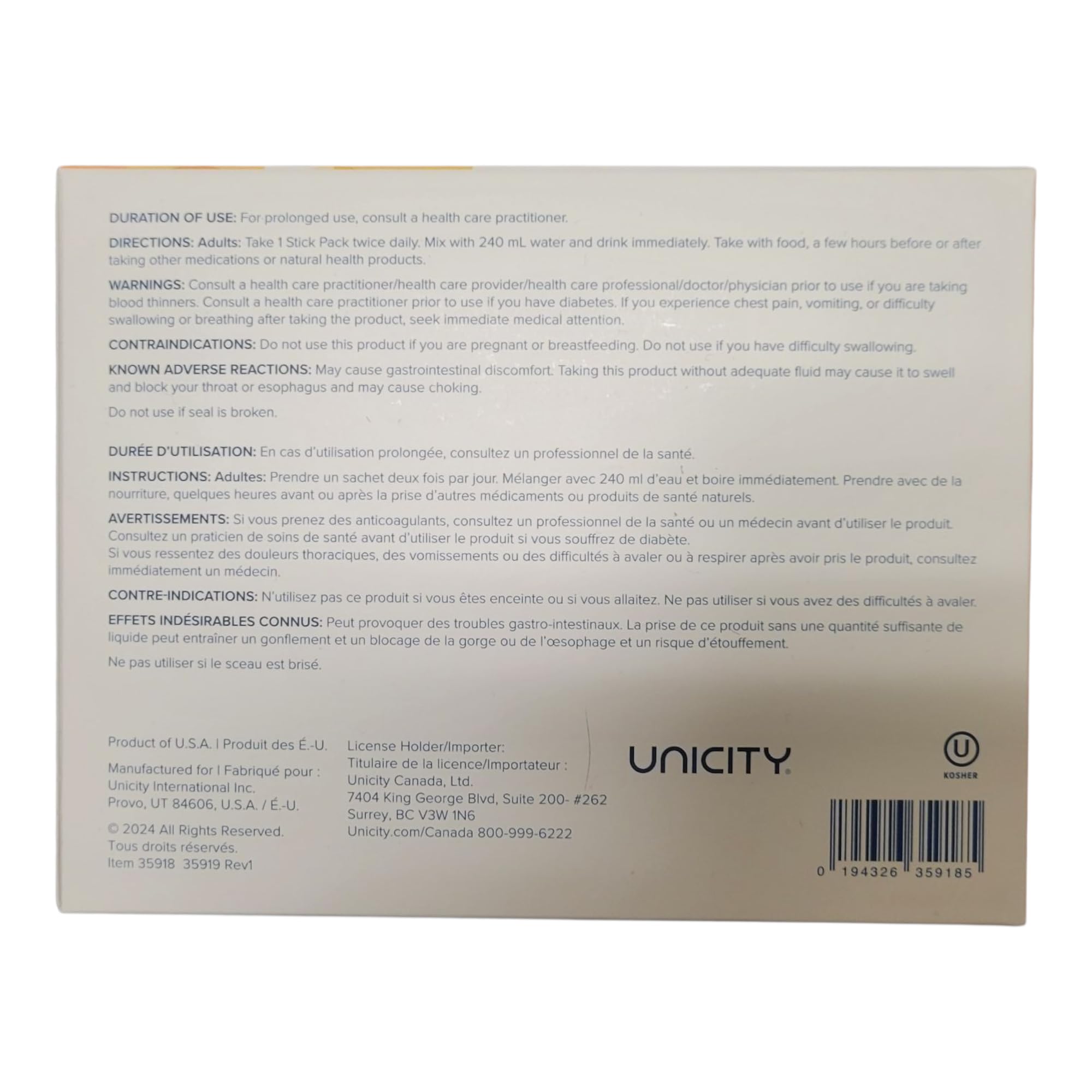 UNICITY BALANCE ORANGE - Stay Full Longer by Slowing Carbohydrate