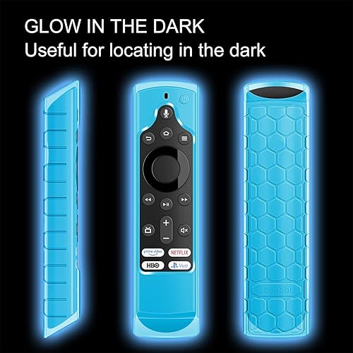 Miniatura 6 de CaseBot Funda de silicona para Tienda Insignia Smart HD Fire TV Voice Remote (2019), serie Honey Comb Antideslizante a prueba de golpes, compatible
