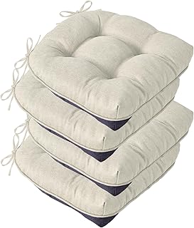 Chair Cushions for Dining Chairs, Seat Cushions for Kitchen Chairs, Indoor Seat Cushions with Ties, Tufted Foam Chair Pads, Non Slip Chair Cushions Set of 4, 15.5" x 15.5" x 4", Beige