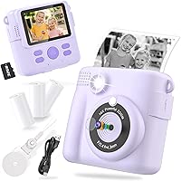 Camera Instant Print, Kid Camera with 32GB SD Card 1080P HD Video MP3 Music, Printable Camera Instant Photos for 6 7 8 9 10 11 12 Year Old Girl Birthday Gifts Toy Camera for Boys 3 4 5 - Purple