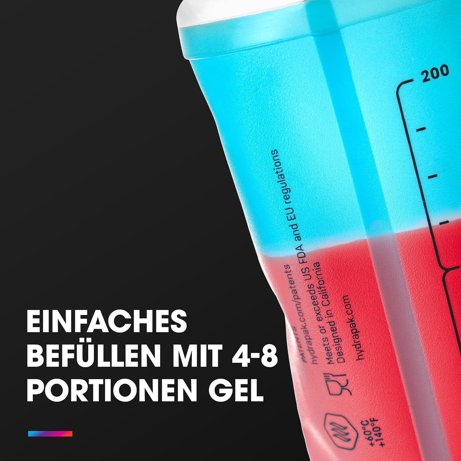 HydraPak SoftFlask 250 ml 2er-Pack – Komprimierbare Ernährungstrinkflasche – BPA-frei, leicht zu öffnende Verschlusskappe, faltbar, leicht