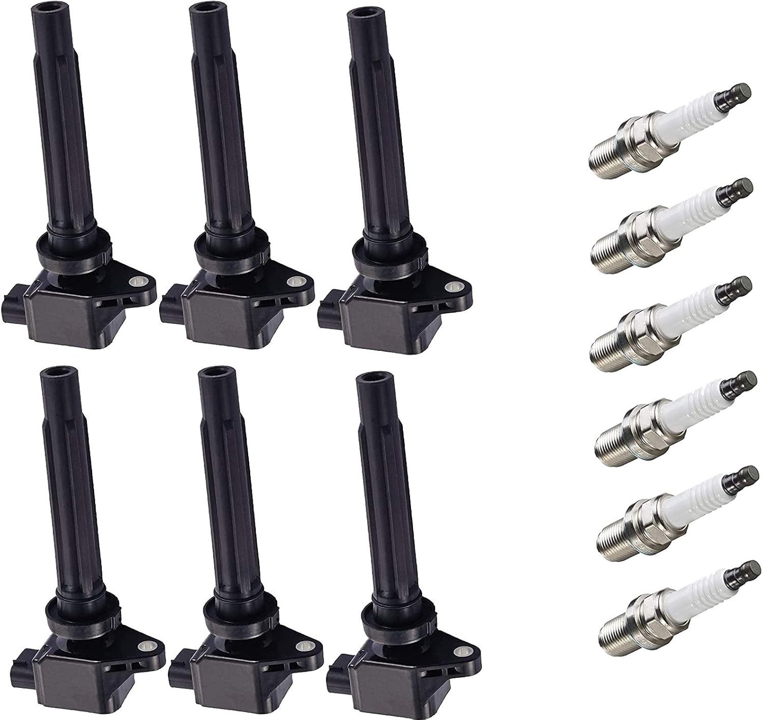 ENA Ignition Coil Pack and Platinum Spark Plug Set of 6 Compatible with ompatible with Suzuki 2006 2007 2008 Grand Vitara 06 07 08 V6 2.7L Replacement for 3340065J00 UF562 602592764140 5C1785 E1062