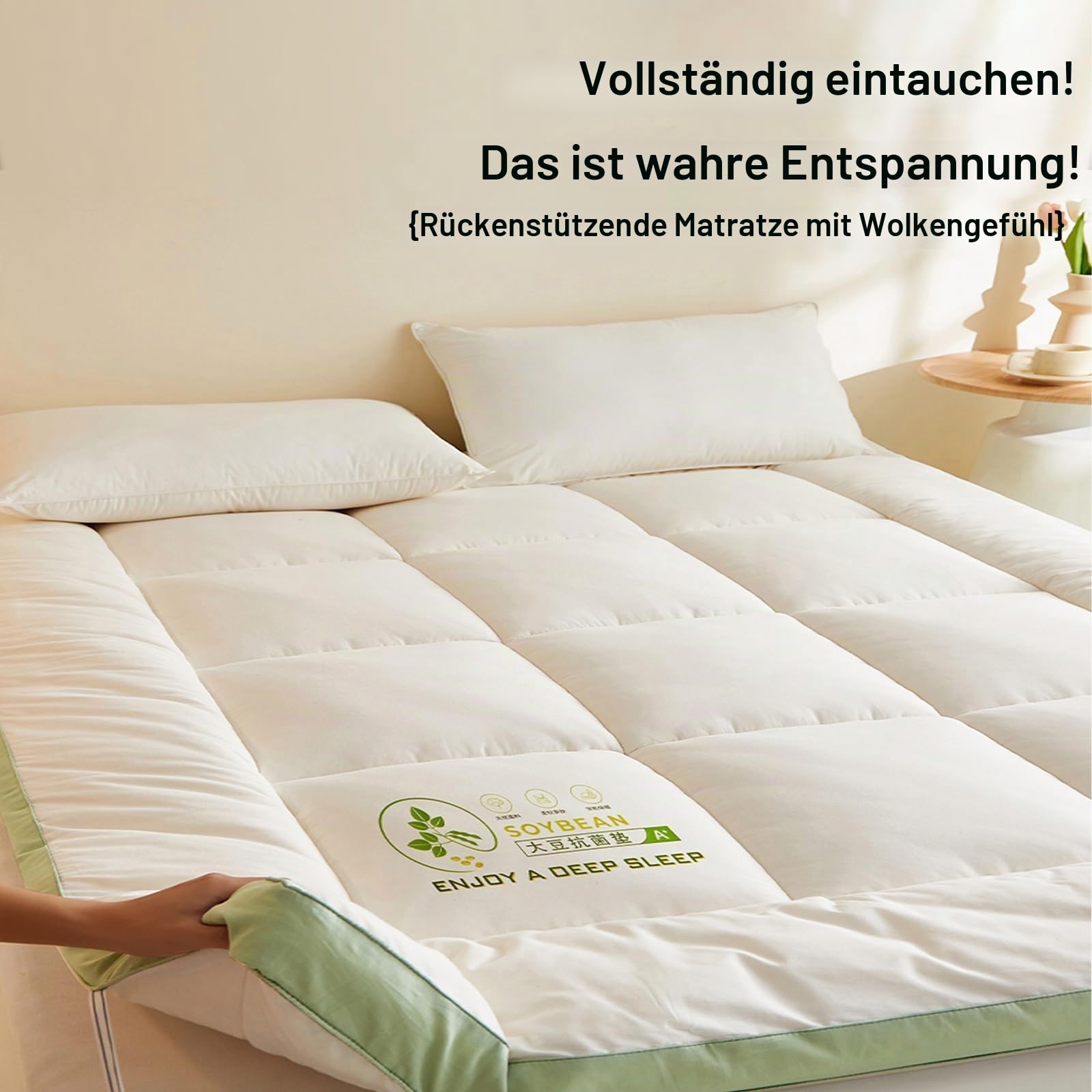 NEPHRA Futon Matratze 180x200 Dick und Faltbar, Aus Polyester, Bodematratze, Klappbare Matratze, Ideal für Gäste, Schlafsäle, Camping, Sofas und Liegen(Thickness 9cm,200 x 220 cm)