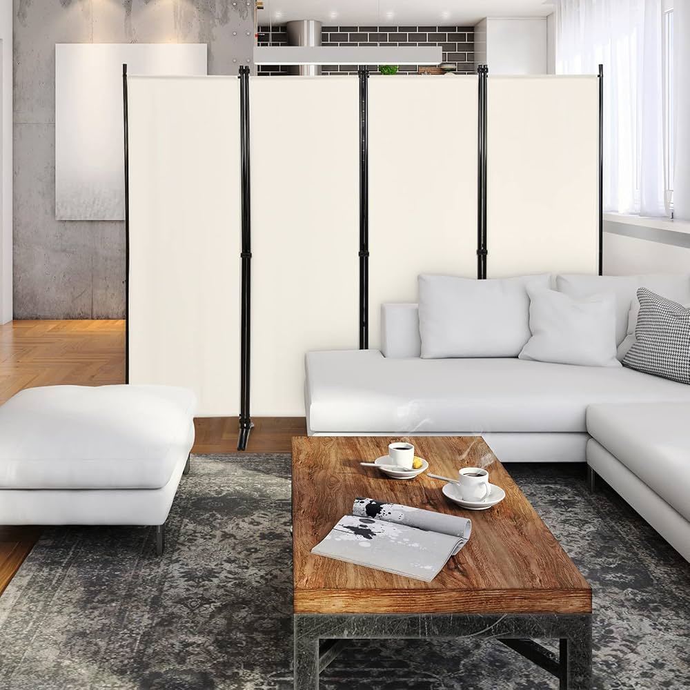 Costway 4-panel Japanese Style Folding Room Divider With Elegant Plum