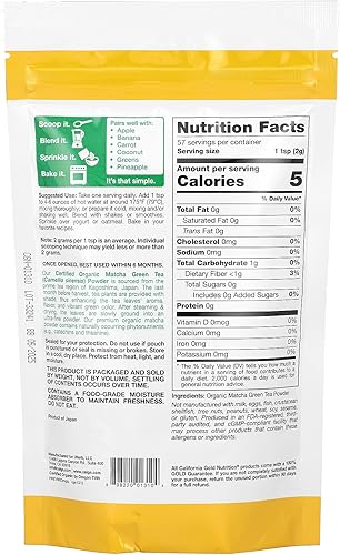 Miniatura 2 de California Gold Nutrition Superfoods, Té Verde Matcha Orgánico en Polvo, 4 oz (114 g)