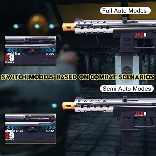 Miniatura 5 de Lanzador de bolas de gel automático y semiautomático con cargador de alta velocidad, lanzador de salpicaduras de gel de más de 160 FPS, batería