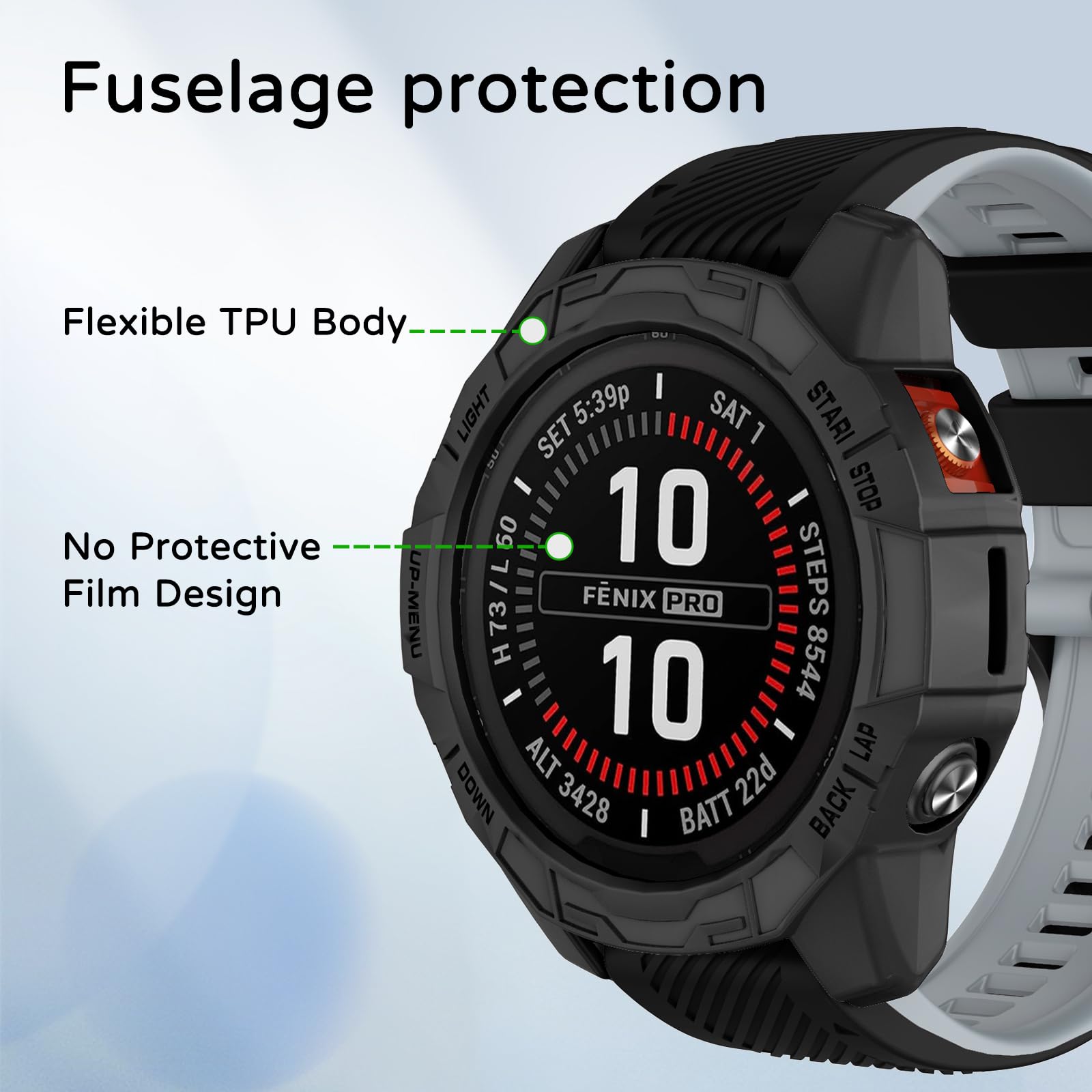 Etui ochronne do Garmin Fenix 7X Pro/Fenix 7X/Epix Pro 51 mm, TPU etui ochronne na ramę zegarka, akcesoria