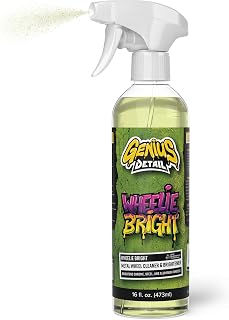 Genius Detail Wheelie Bright Metal Wheel Cleaner, Made in Canada, Brightener Professional Grade Car Detailing Rim Cleaner, Safe for All Vehicles and Automotive [16oz / 473ml Spray Bottle] Unscented