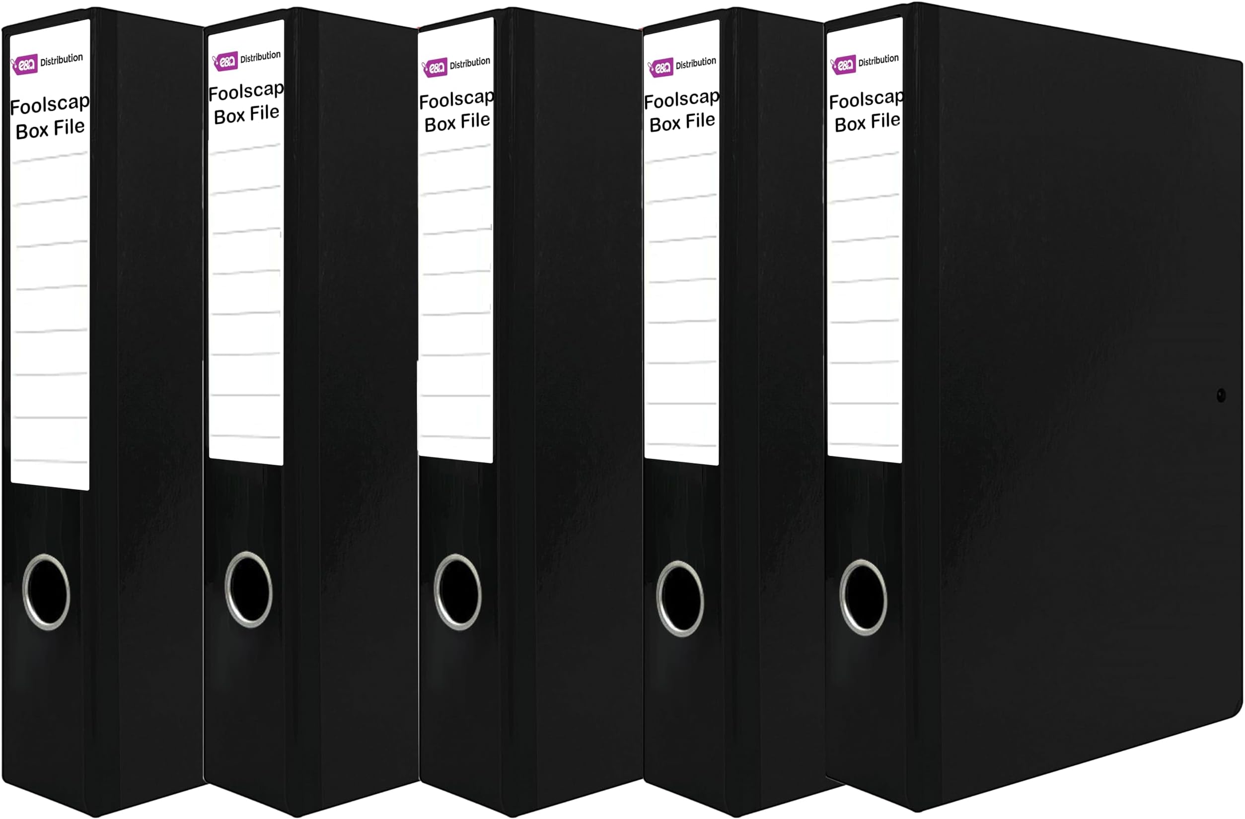 Box File Pack of 5 Locked Storage Box Black A4 File 75mm deep Foolscap Folder Black Box Files