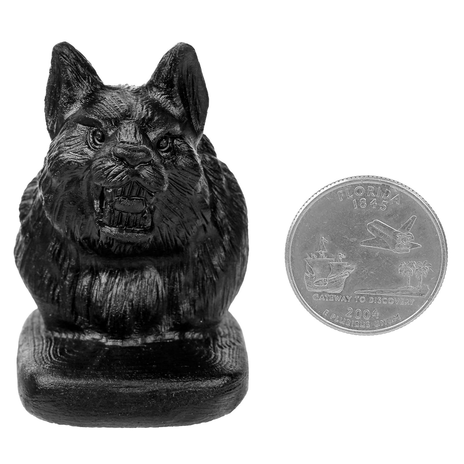 mookaitedecor Black Obsidian Crystal Wolf Head Statue Ornament for Home Hand Carved Animal Healing Crystal Wolf Gift for Men Women Small Pocket Wolf Bust Figurine Sculpture Cool Black Room Decor - Image 2