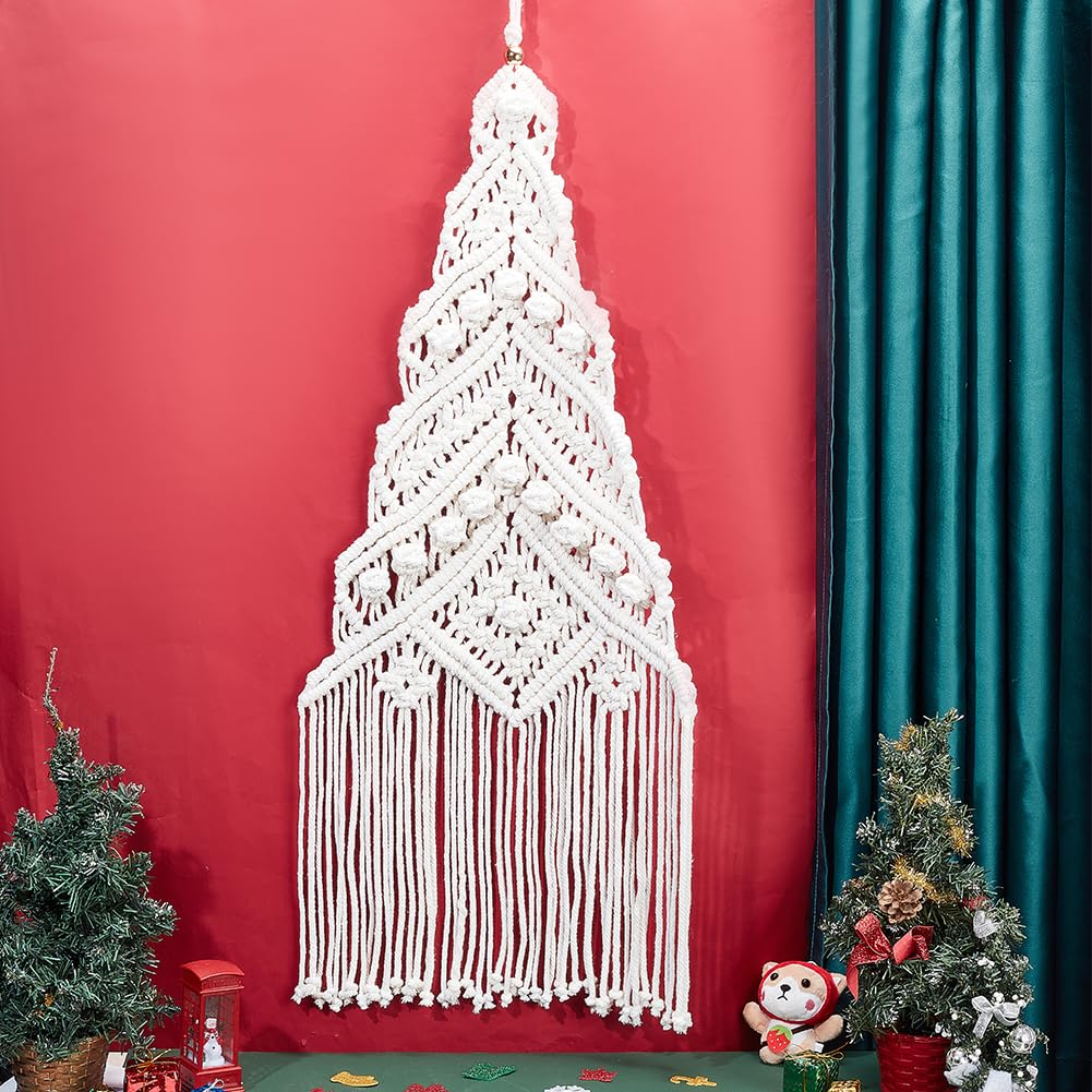 ORIGACH Set macramè per albero di Natale per principianti, set di nodi macramè per fai da te e annodare con istruzioni (lingua italiana non garantita), per decorazioni natalizie macramè