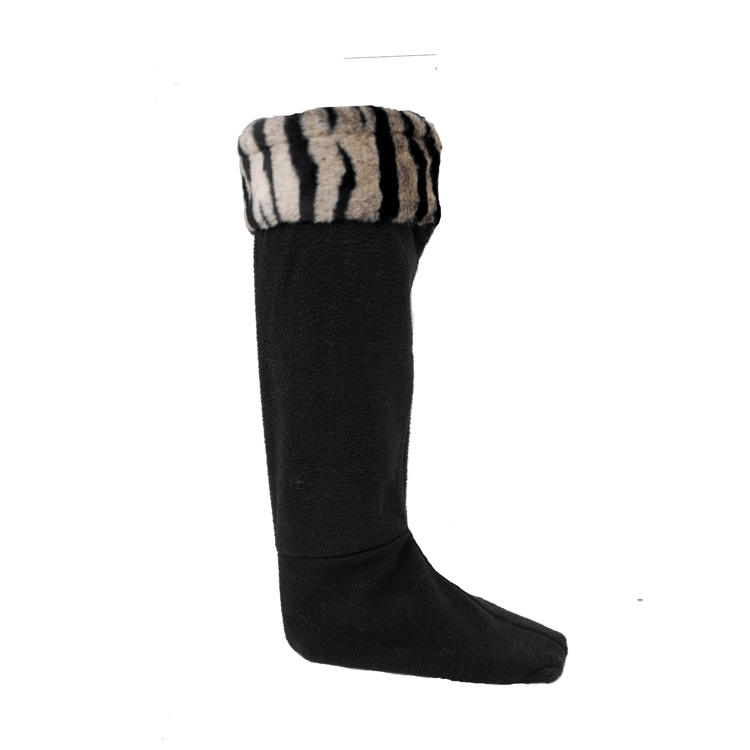 Welly Warmas Black And White Adult Faux Fur Trimmed Fleece Wellywarma Small