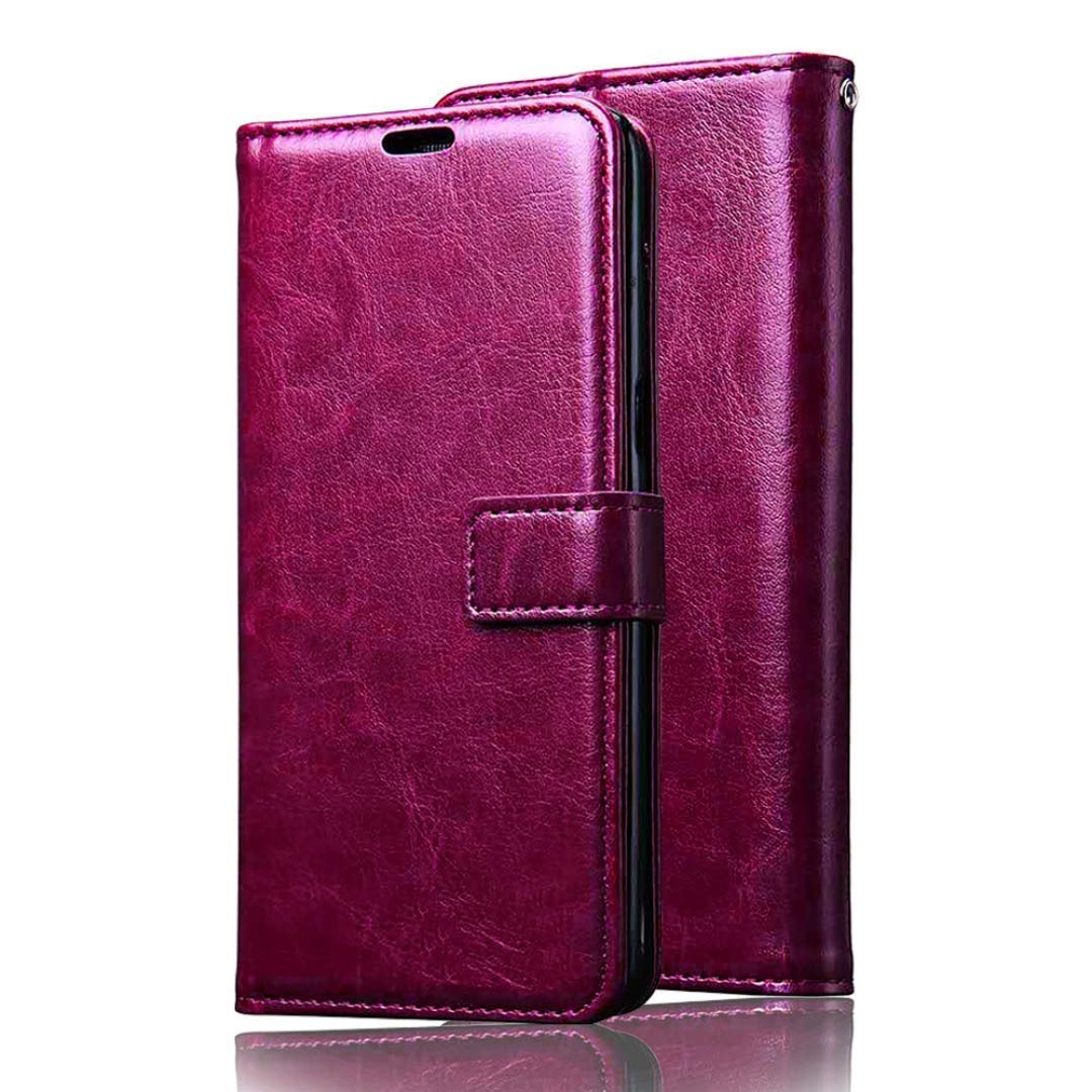 XORB Flip Covers for Oppo A17 | Inner TPU | Foldable Stand | Wallet Card Slots (Cherry)