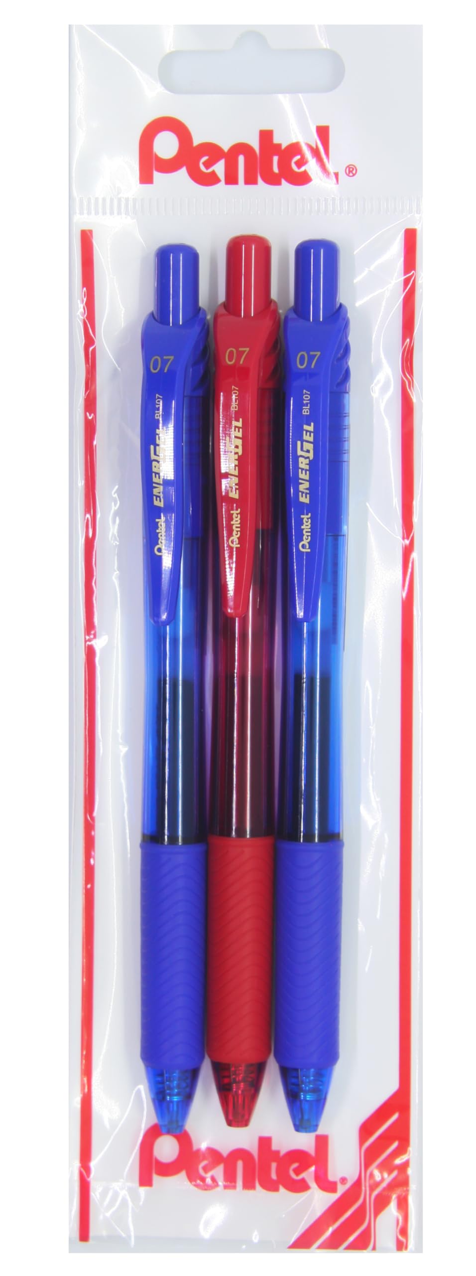 Pentel ENERGEL 0.7 mm Likit Roller Kalem 2xMavi/1xKırmızı 3'lü set