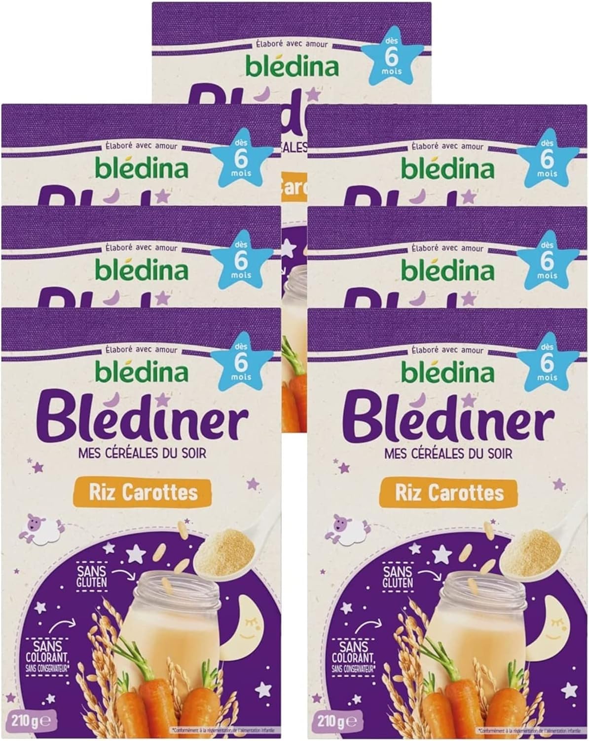 Blédina Blédilait 2, Lait en Poudre pour bébé, De 6 Mois à 12 Mois, 900g (Boîtex3) + Blédina Blédîner, Céréales bébé Repas du Soir dès 6 Mois, Riz, Carottes,210g (Packx7)