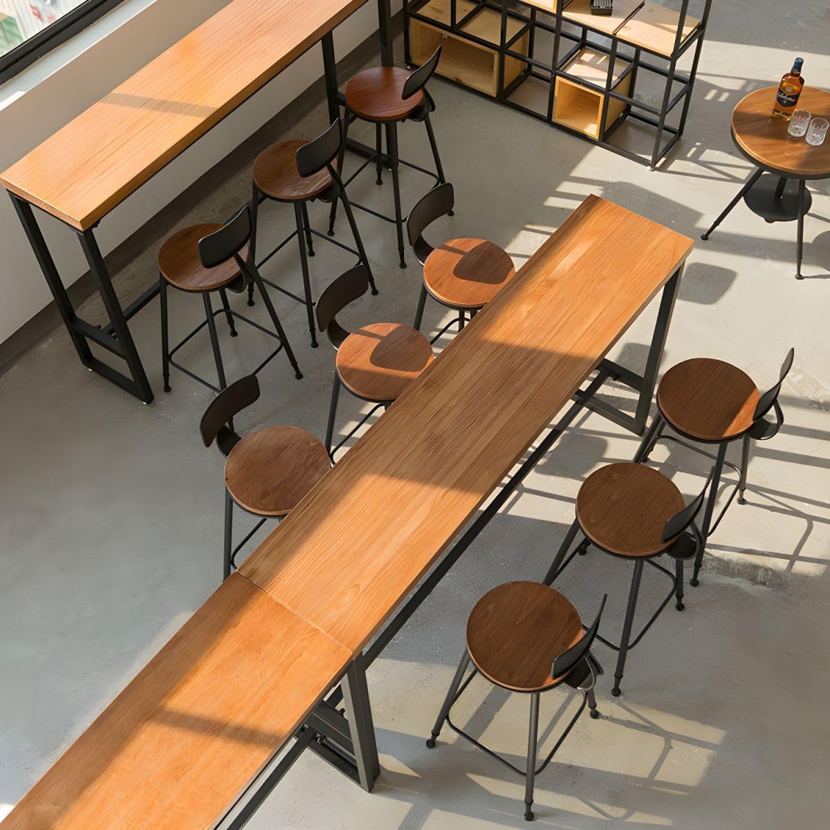 RUNNUP Farmhouse Bar Table Solid Wood Rectangle Bar Height Table for Kitchen Coffee Shop Window Small Space -Table Only(86.6" L x 15.7" W x 41.3" H)