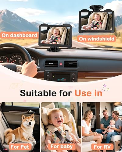 Miniatura 8 de Cámara de bebé de coche de 7 pulgadas para asiento Cámara trasera HD 1080P para asiento trasero, fácil configuración, pantalla antirreflejo,