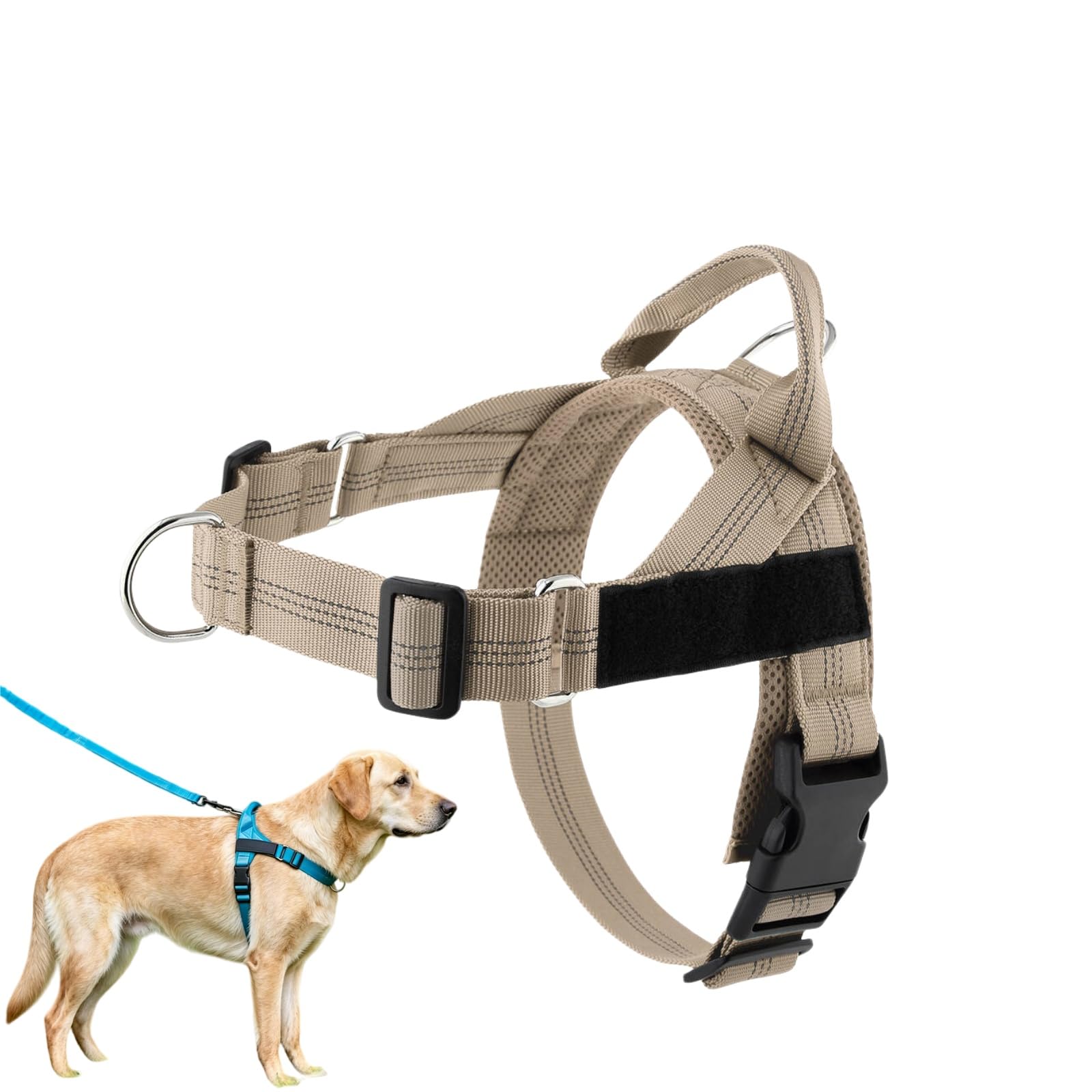ParoPet No Pull Dog Harness, Adjustable Soft Mesh Dog Harness (Beige,S)