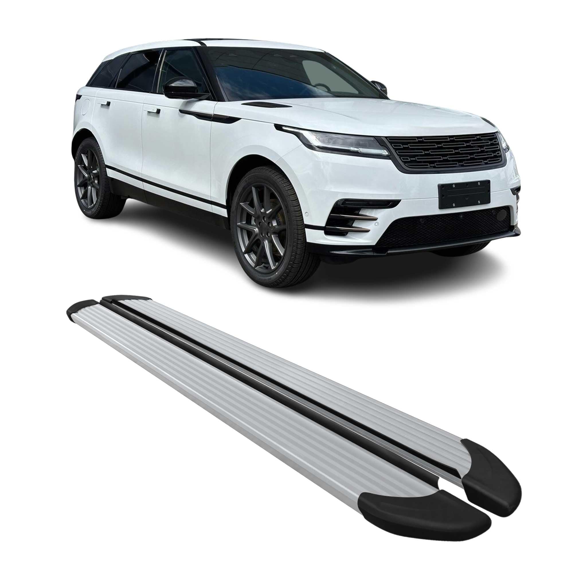 OMAC Pedane Laterali Sottoporta compatibile con Range Rover Velar 2017-2026 Alu Argento 2 Pz