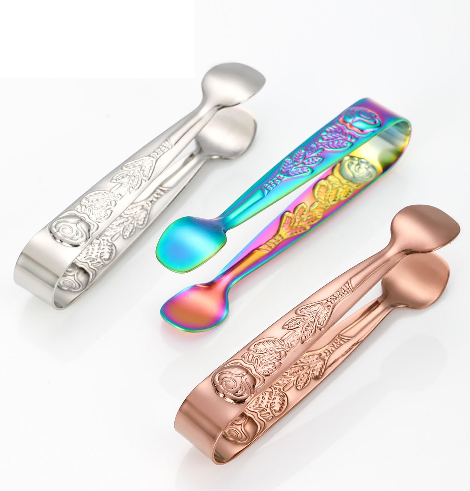 2 Pcs Ice Tongs, 4.1 Inch Gold Figure Stainless Belize - View #6