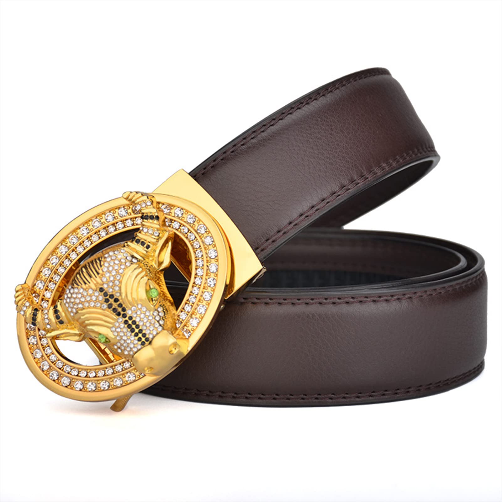 Leather Dress Belt with Automatic Buckle for Business Wear Automatic Buckle Leather Dress Belt – Fioboc main image 3