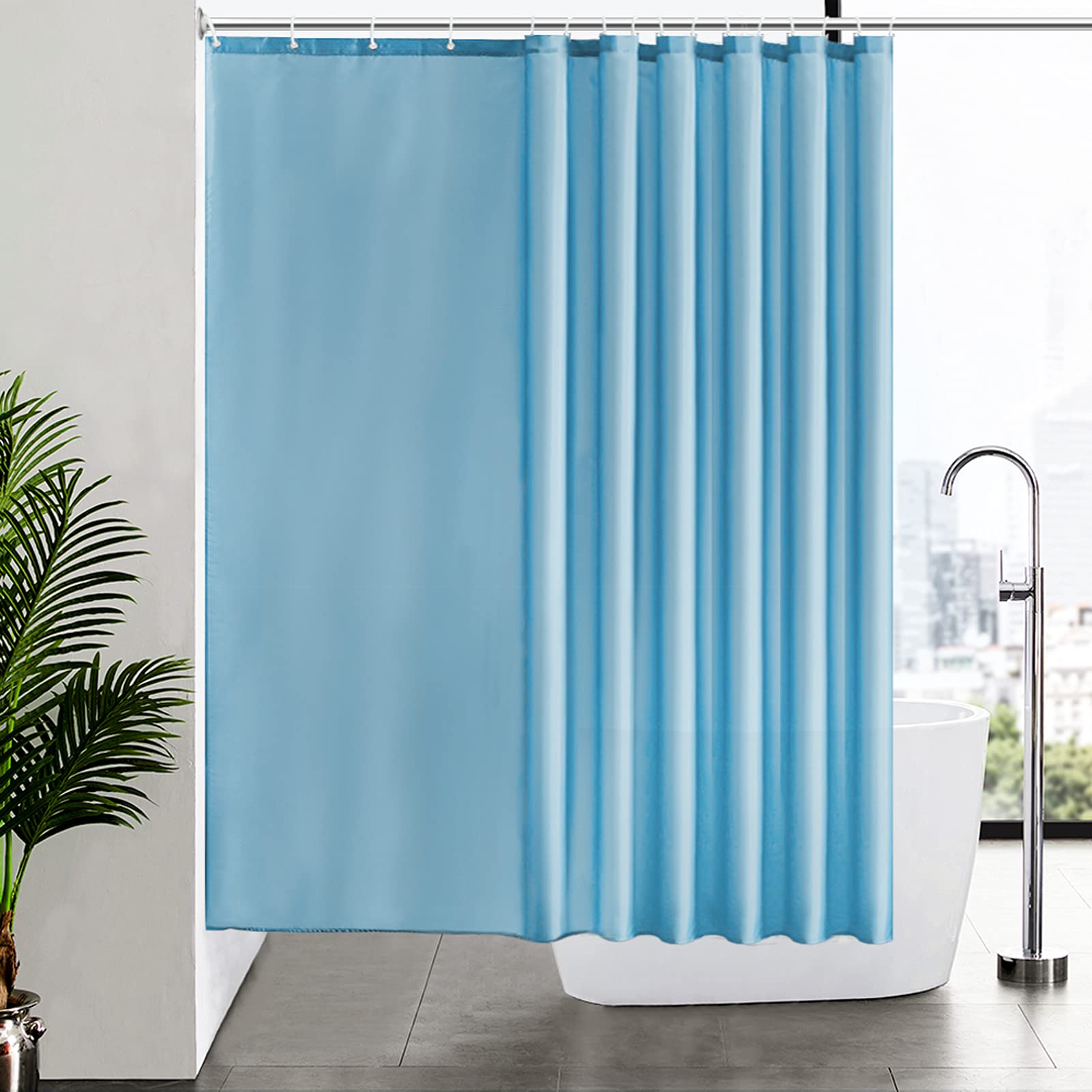 Cortinas Baño Blanca Antimoho Antibacteriano Impermeable Poliester Tela Lisa Lavable, con 12 Ganchos Plásticos, 180x200 Cortina. — view 110