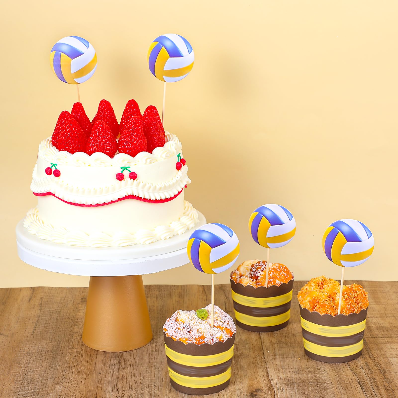 48 Volleyball Cake Topper – Bunte Deko-Aufsätze Für Kuchen & Cupcakes, Ideal Für Sportpartys & Geburtstage