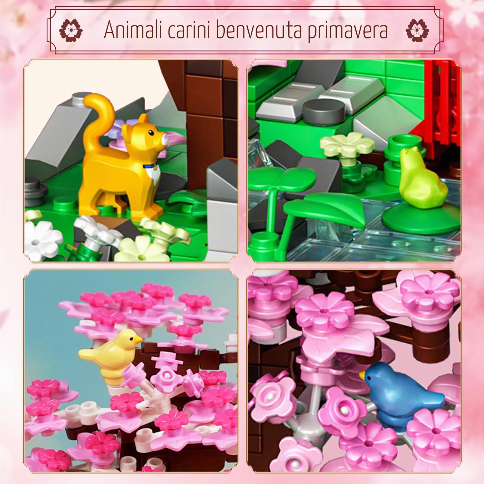 Kit di costruzione per bonsai a fiori di ciliegio - Mini mattoncini da costruzione - Kit di modellazione creativa - Fiori di ciliegio - Collezione botanica per adulti, bambini a partire