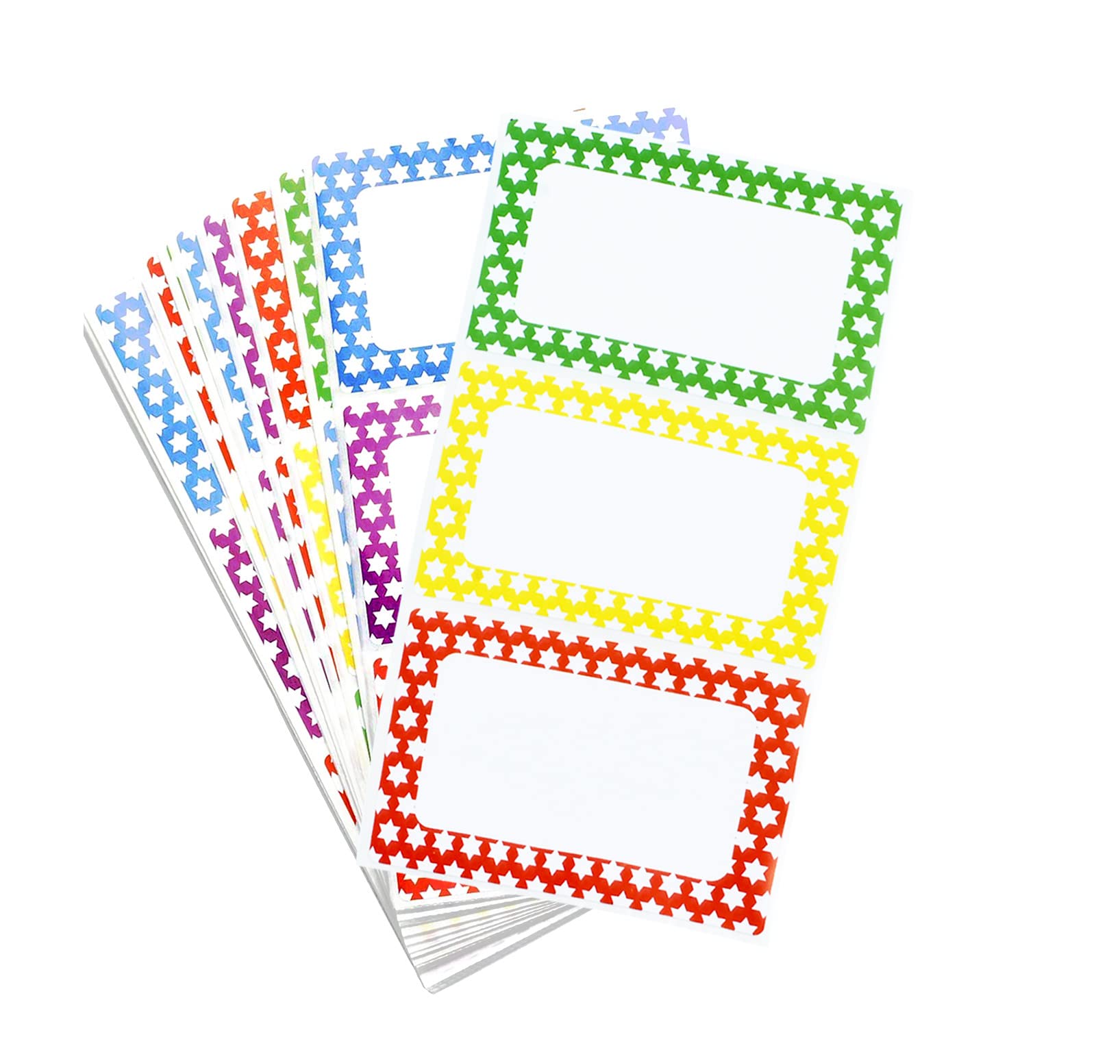 MFLABEL® Colorful Plain Name Tag Labels - 200 Star Stickers, 3.5" x 2.25" Name Tags for Office, Meetings, School, Home, Events, Parties - Durable,