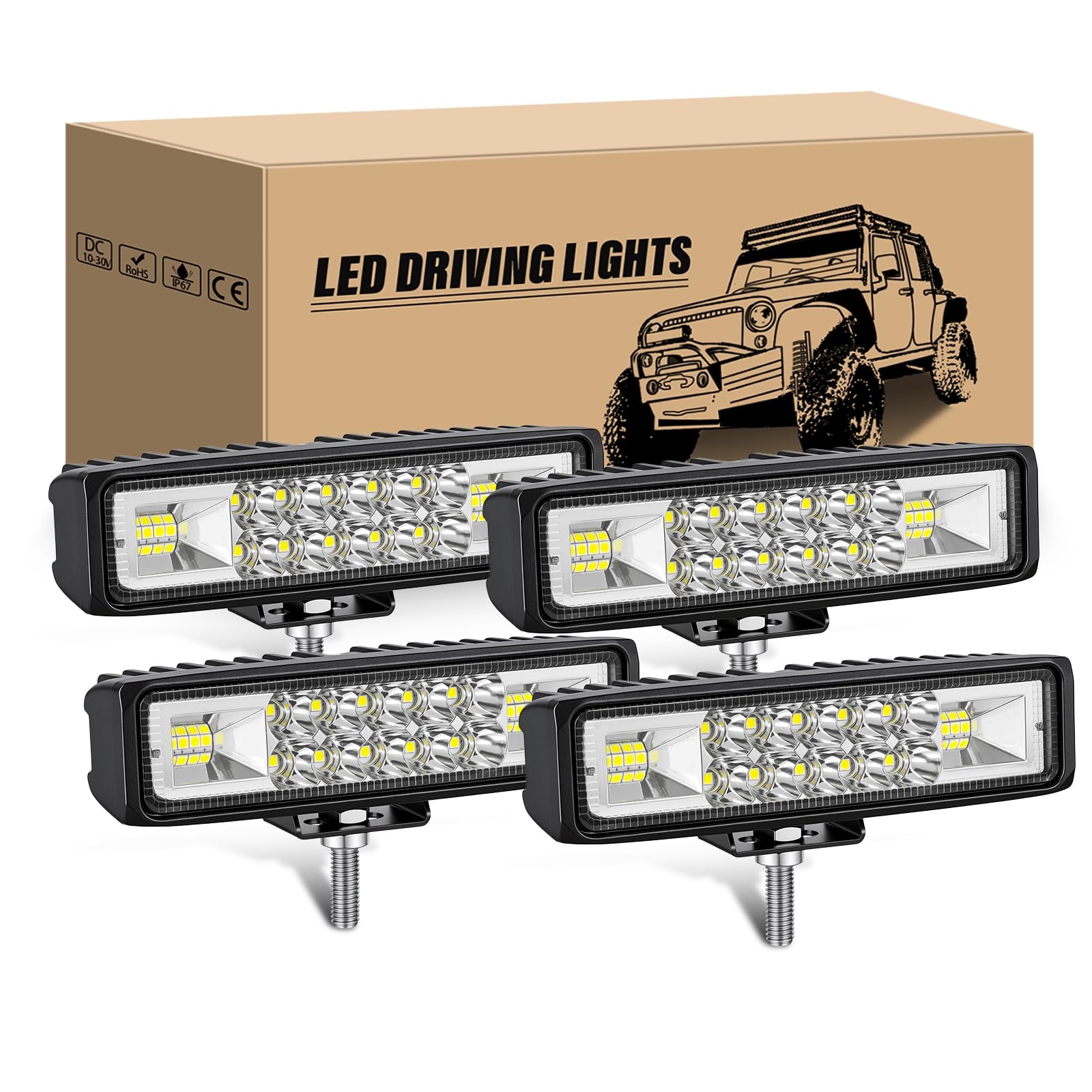 RIGIDON 4PCS 6 Pulgadas 15cm 24W Focos LED Tractor 12V 24V Impermeable Luz Antiniebla Barra LED Coche 4x4 Off-road ATV UTV SUV