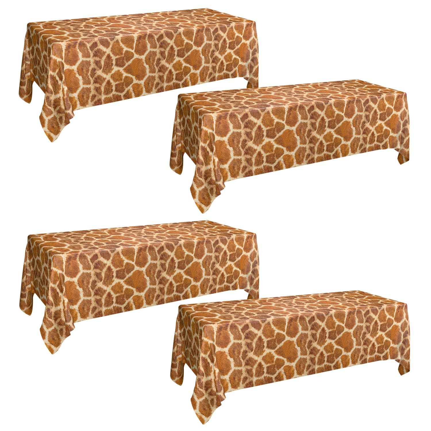 AJINXIN 4 Pack Giraffe Print Tablecloths, Giraffe Stripes Table Cloths Safari Party Tablecloths Decorations for Animal Theme Birthday Party Zoo Safari Baby Showers Jungle Theme Birthday, 130 x 220 cm