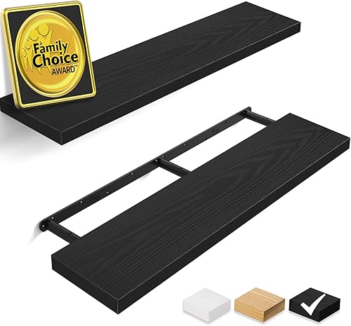 Miniatura 16 de BAYKA Estantes flotantes, 36 pulgadas de largo, estantes de madera rústica montados en la pared para baño, dormitorio, sala de estar, cocina, B.