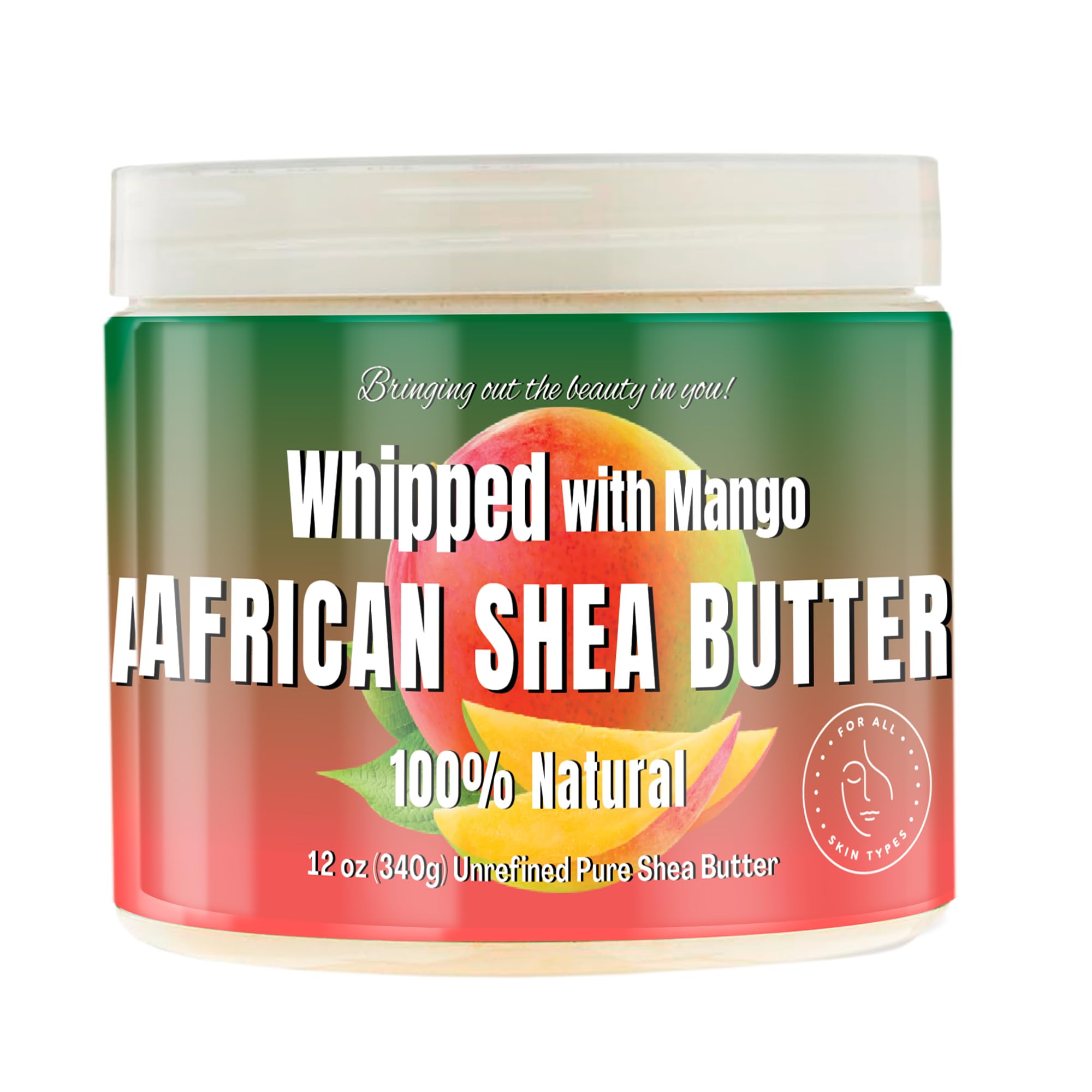 RA COSMETICS Whipped Shea Butter Mango - 100% Pure and Natural African Shea Butter - Ultimate Handcrafted Moisturizer with Essential Vitamins for Radiant Skin and Luscious Hair - 12oz Jar