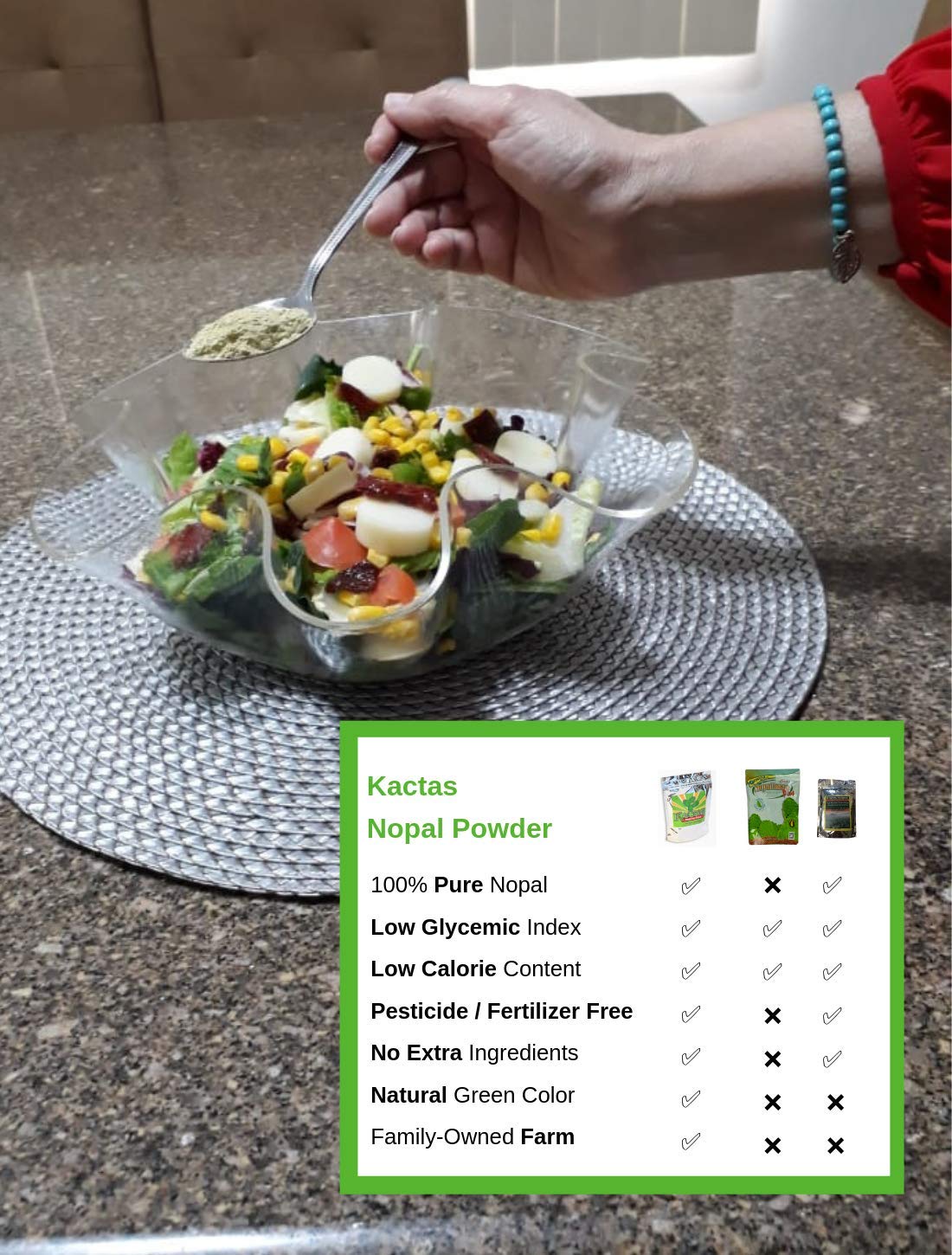 Kactas Nopal Cactus 100 Natural Prickly Pear Powder Fiber Supplement. Aids Hangover Prevention