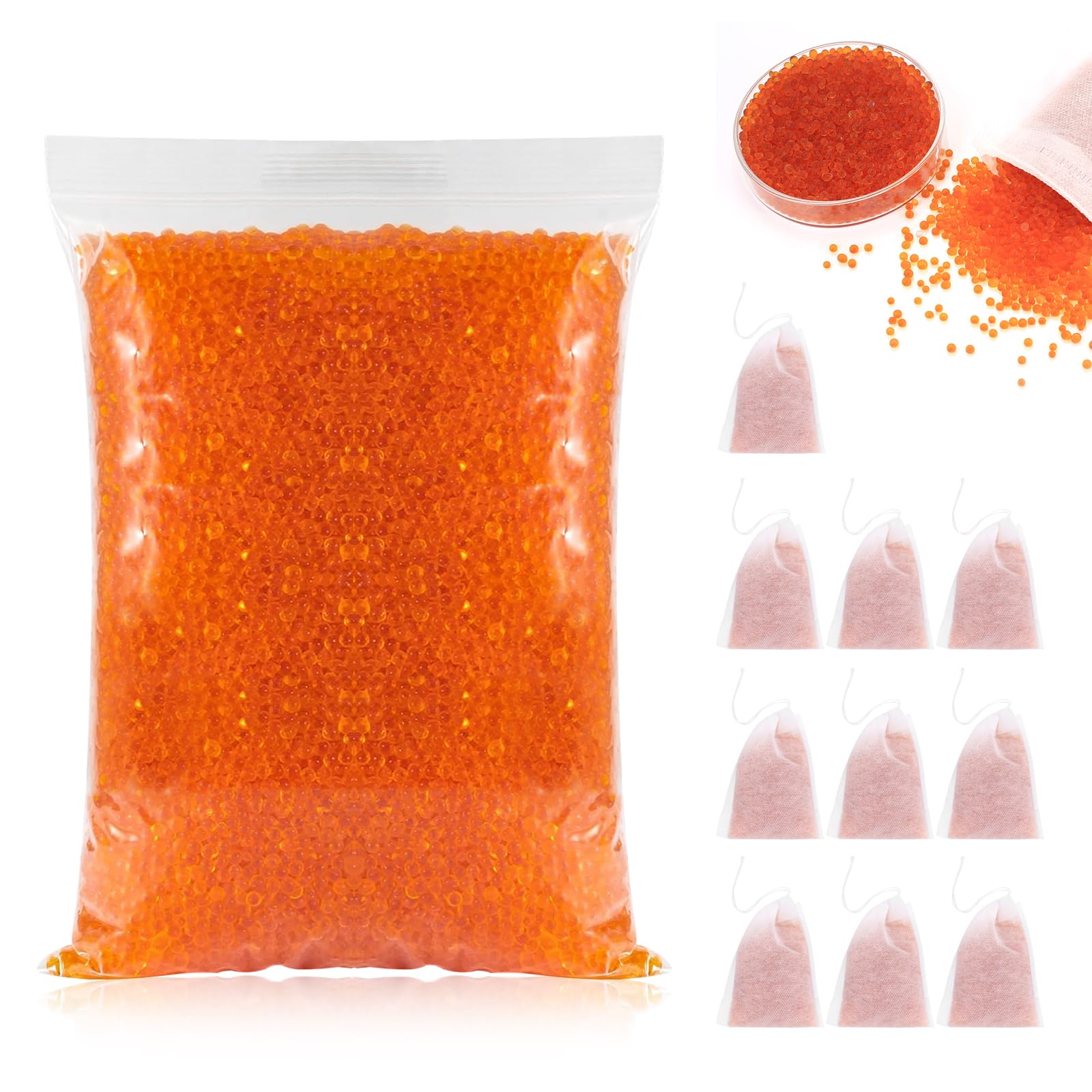 Silica Gel Reutilizable Desecante 400g + 10 Bolsitas, Gel de Sílice Antihumedad con Indicador de Color (Naranja→Verde), para Impresora 3D, Cocina, Electrónica
