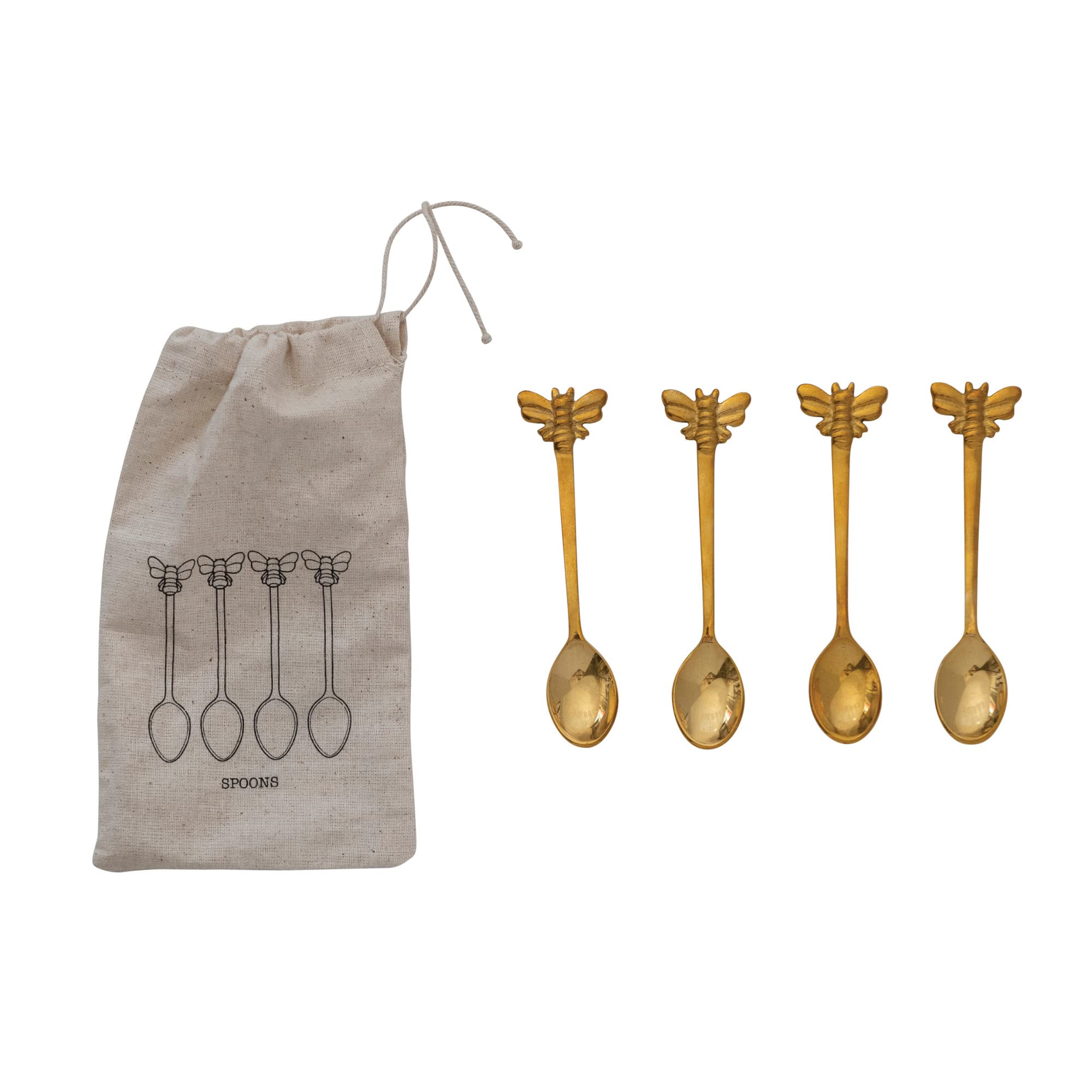 Amazon.com: Creative Co-Op Farmhouse Brass Spoons with Bee Handles
