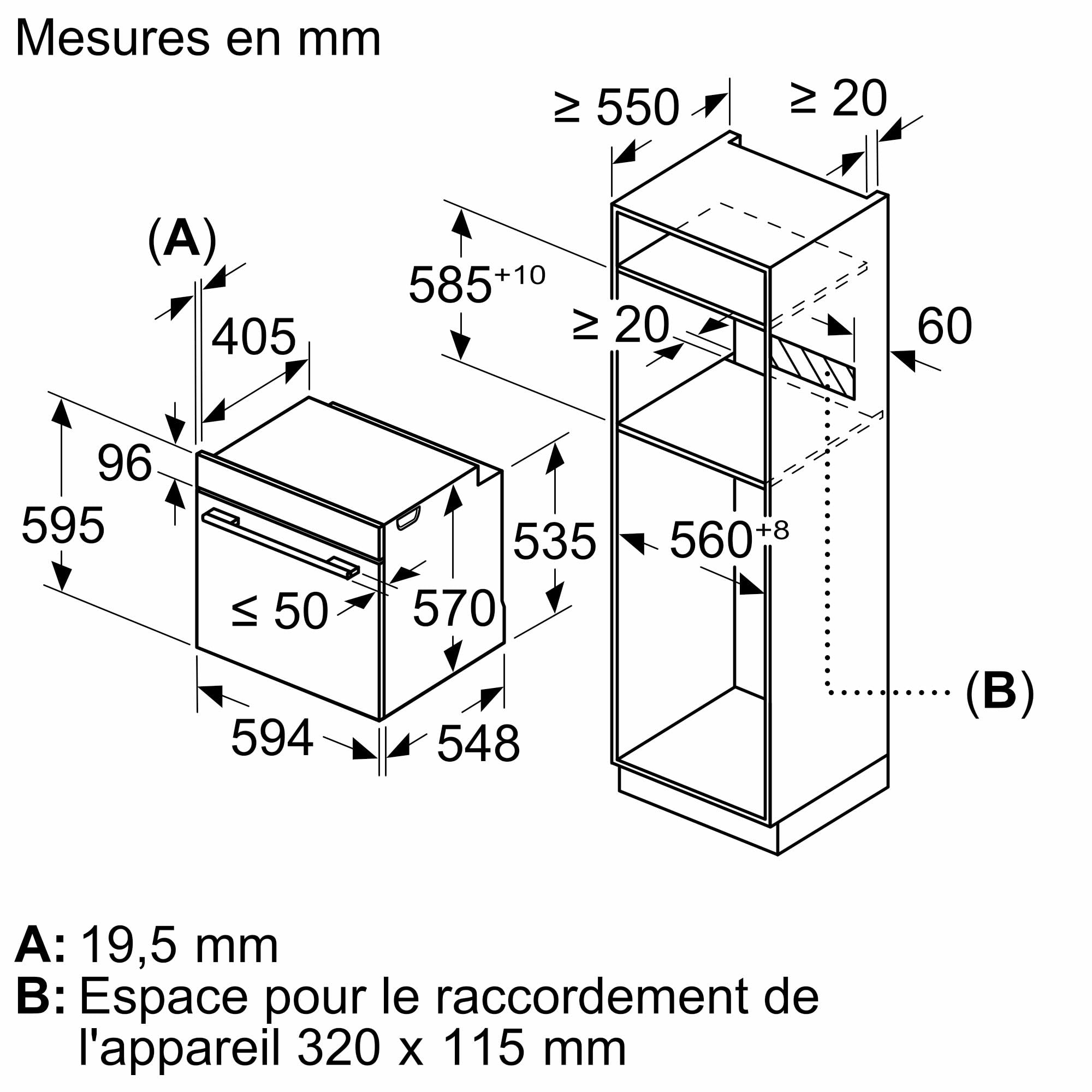 Bosch HBA553BA3F, Série 4, Four, Encastrable, Noir