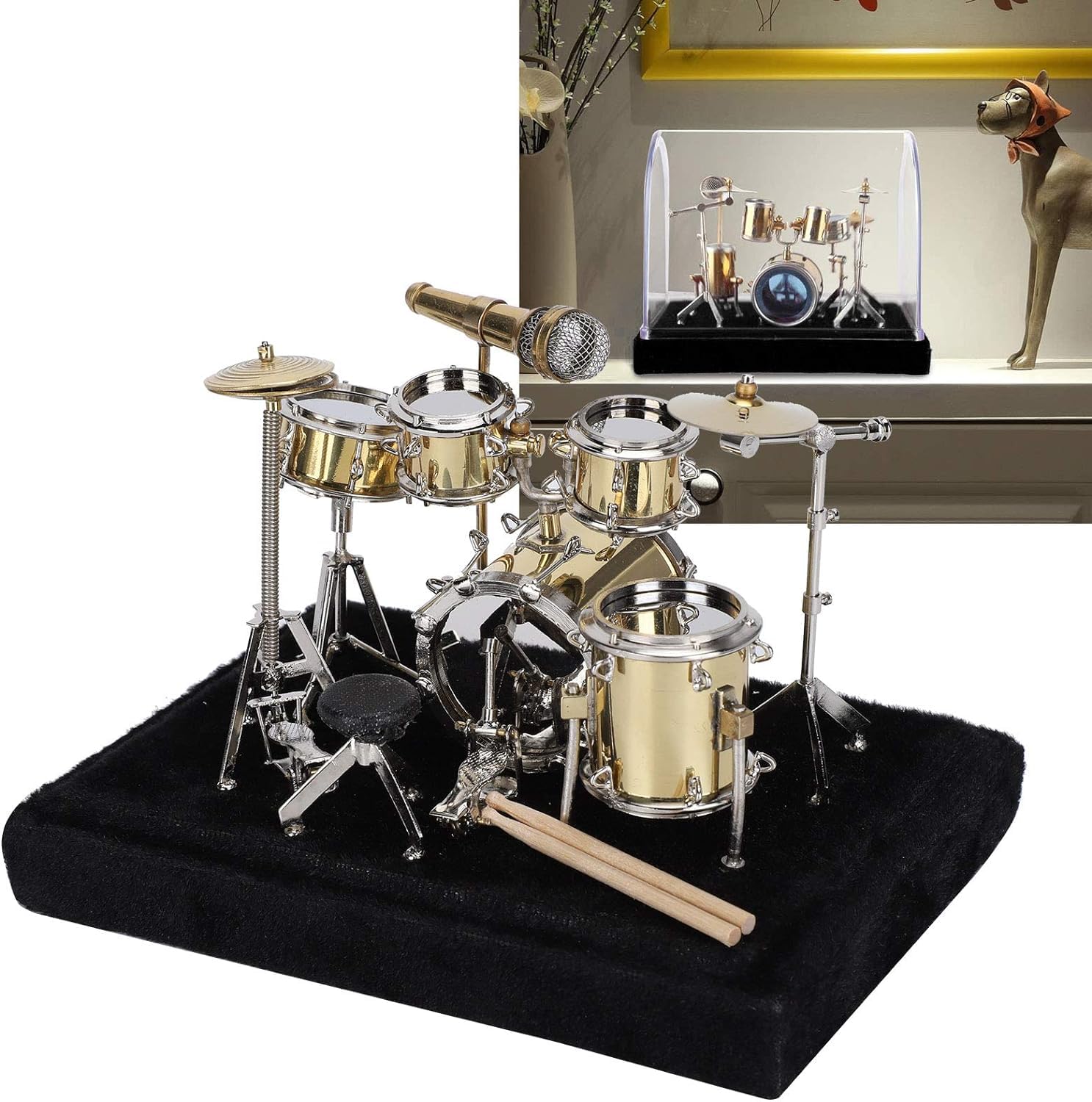Fyearfly Miniatur Schlagzeug Modell,Miniatur Schlagzeug Deko,Musikinstrumente Für Heim Schreibtisch Dekoration Geschenk Für Weihnachten Erntedankfest Feiertage Abschlussfeier