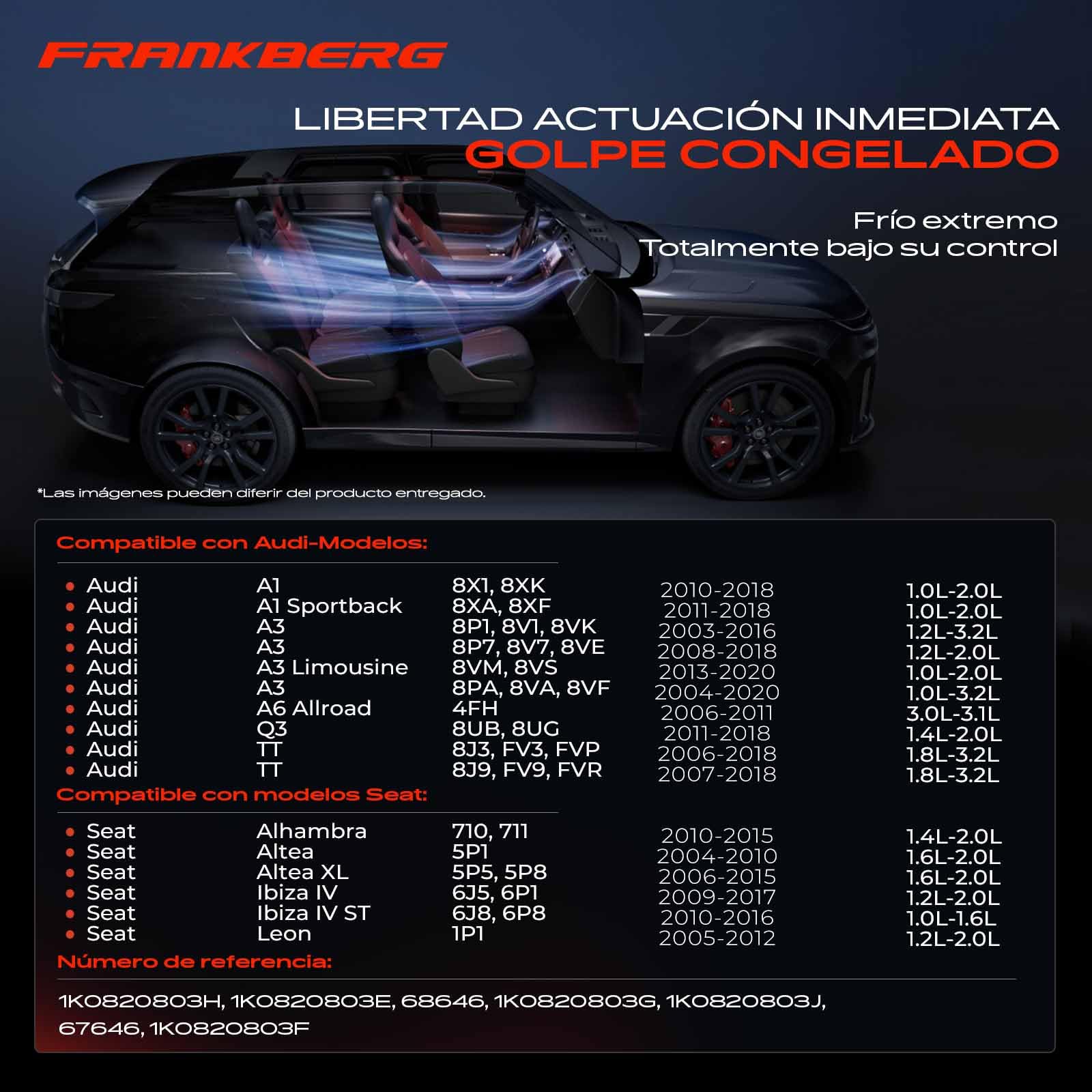 Frankberg Compresor de aire acondicionado con embrague Compatible con Fabia II 542 A3 8P1 A6 Allroad 4FH C6 Ibiza IV 6J5 6P1 Leon 1P1 Replace# 1K0820803Jincl. aceite premezclado