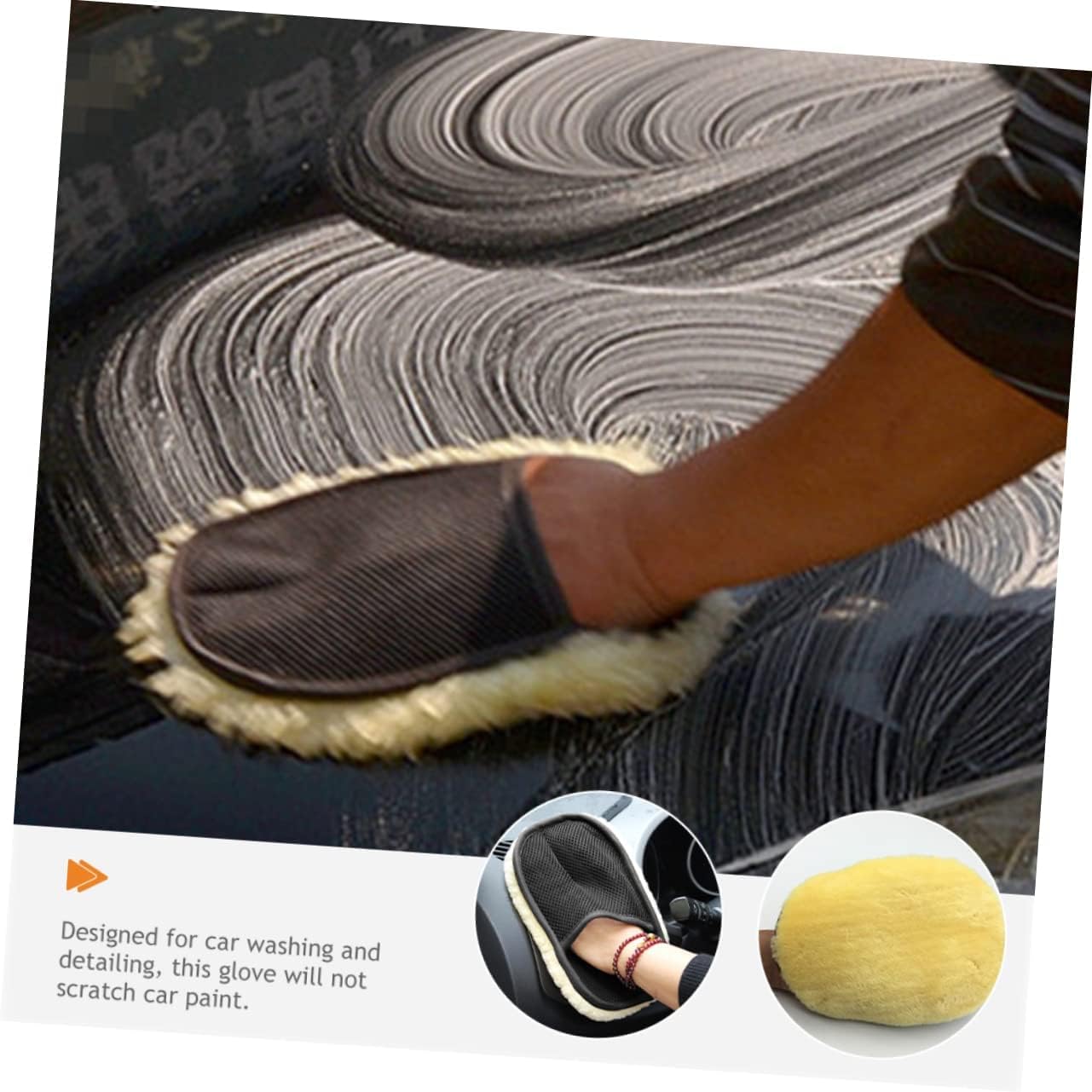 Kyrotech Premium Suni Yün Araba Yıkama ve Polisaj Eldiveni, Ultra Yumuşak Peluş Çizik Bırakmayan Araç Yıkama, Cila Parlatma Eldiveni, Ergonomik Tutuş, Profesyonel Oto Bakım İçin